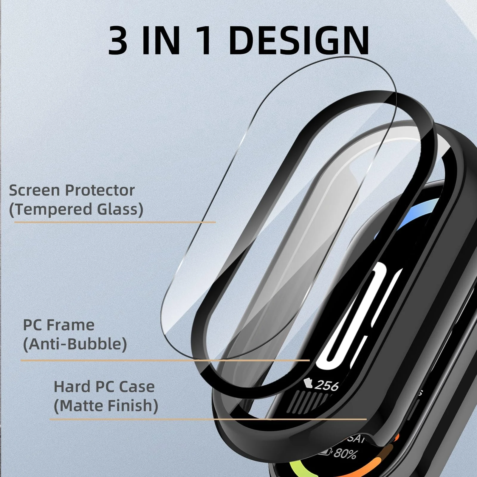 DL3 Mobilak PC Protective Case for Xiaomi Smart Band 10 with Shockproof Design - Black