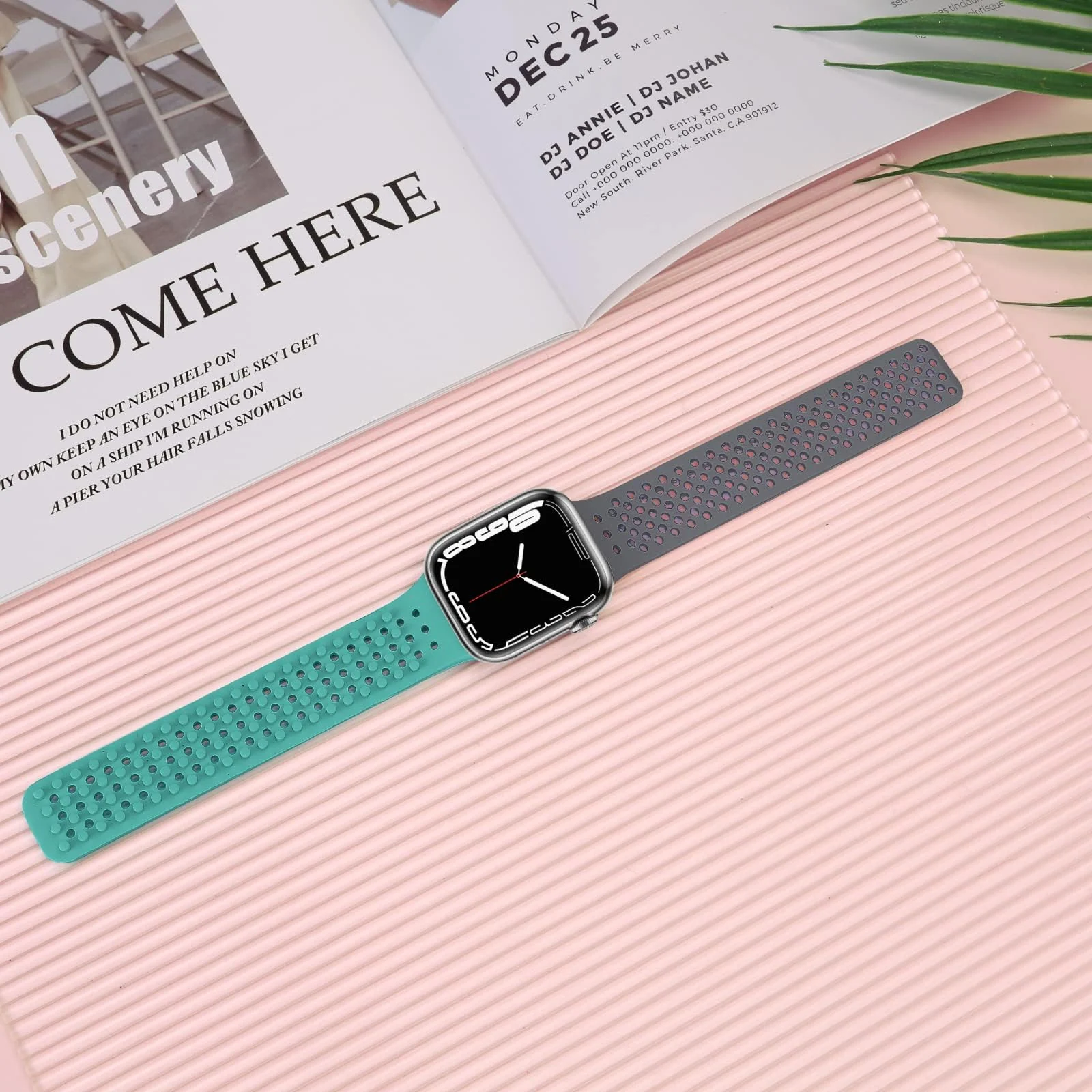 DL3 Mobilak Soft Silicone Band For Apple Watch Ultra Bands 49mm 45mm 44mm 42mm, Sport Replacement Wristband No Clasps for iWatch Series 8 ultra 7 6 5 4 SE 3 2 Women Men, Waterproof Strap - Cyan Grey