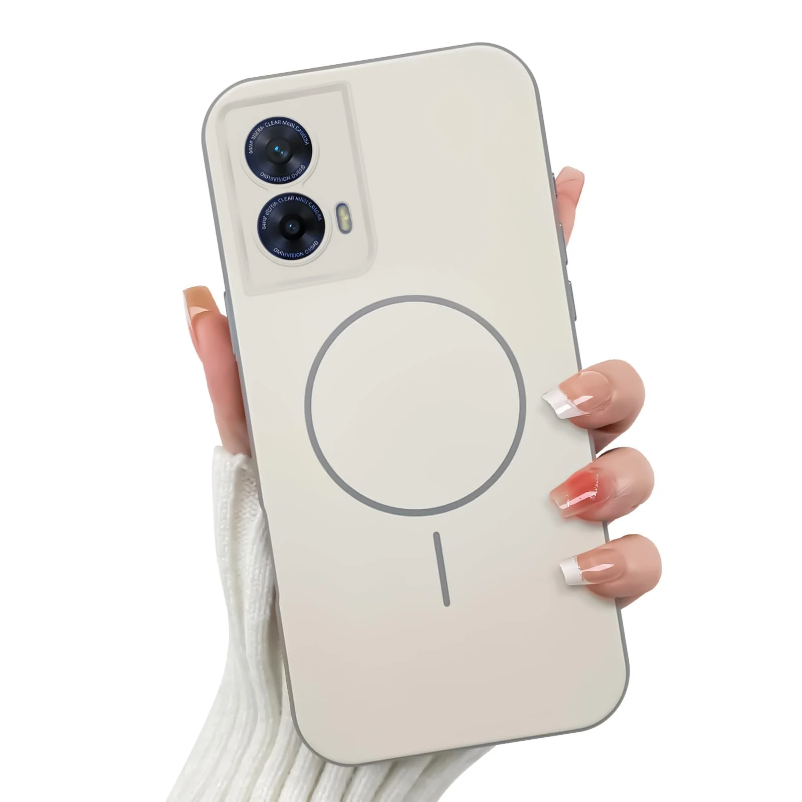 DL3 Mobilak Case For Motorola Moto G85 5G / Edge 50 Fusion Slim Design [Not Compatible with MagSafe] Silicone Case Flexible TPU Anti-Scratch Protective Cover with Full Camera Protection - Off-White