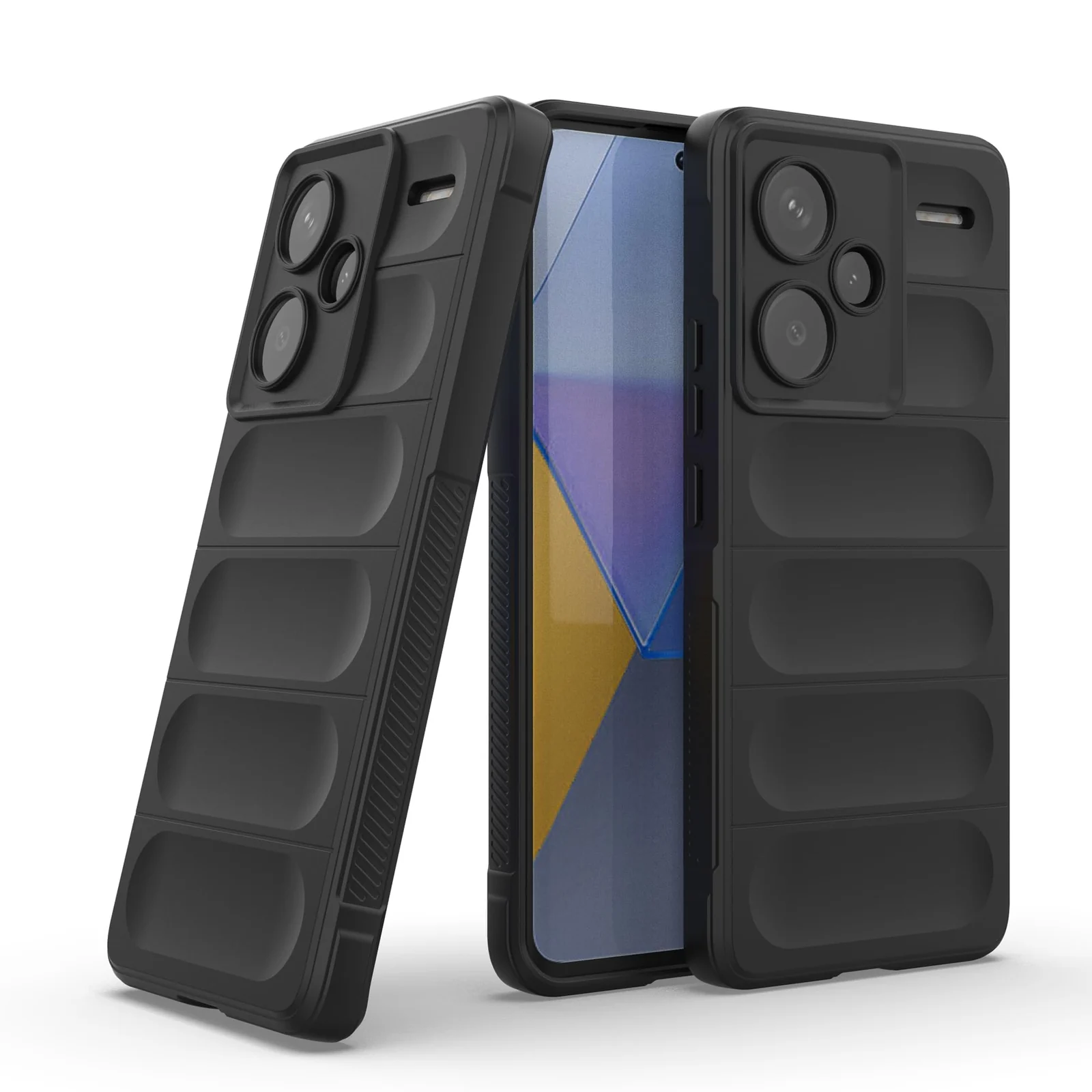 DL3 Mobilak Soft Silicone Protective Case for Xiaomi Redmi Note 13 Pro+ Plus 5G with Camera Protection and Shockproof Design - Black