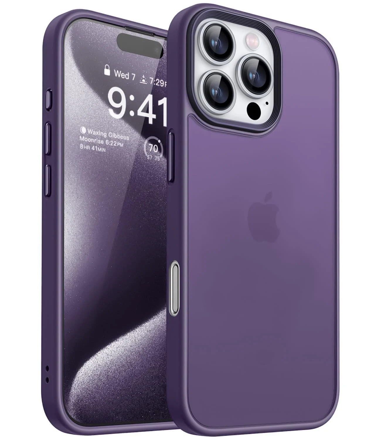 DL3 Mobilak Matte Case for iPhone 16 Pro 6.3-Inch, Shockproof Drop Protection, Frosted Translucent Matte Back Phone Cover, Anti-Fingerprint - Purple