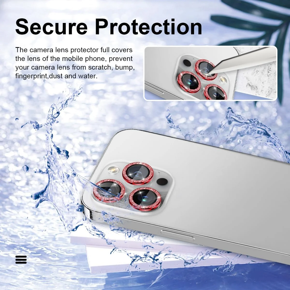 DL3 Mobilak Camera Lens Protector For iPhone 15 Pro/iPhone 15 Pro Max, [Keep Original Shooting] Tempered Glass Screen Protector Metal Individual Camera Cover, Case Friendly - Glittle Red