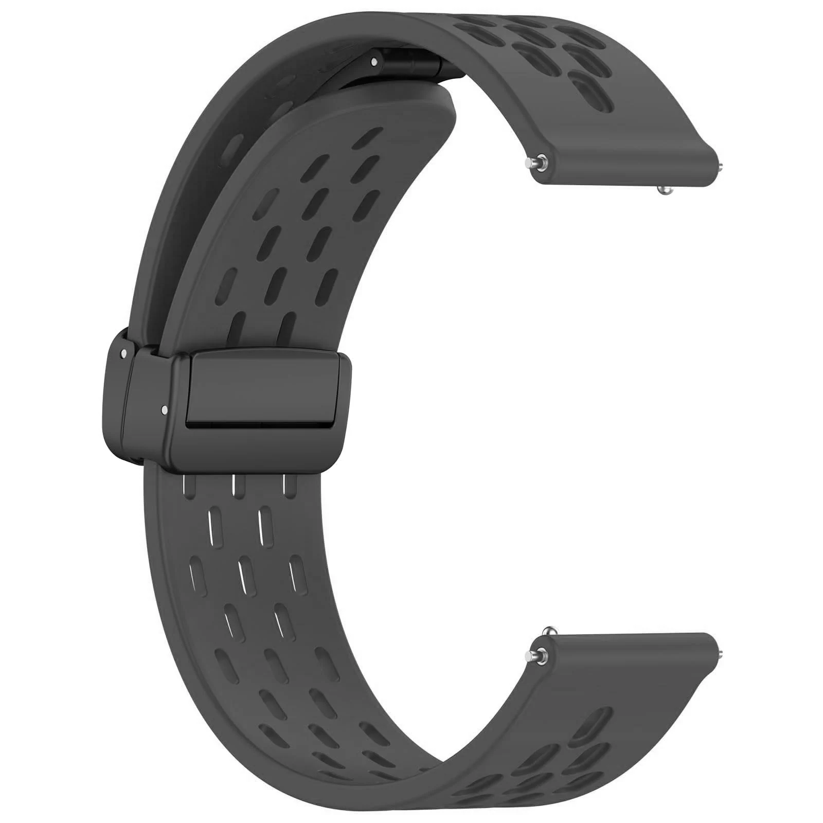 DL3 Mobilak Silicone Band Magnetic Clasp 22MM Strap For Samsung galaxy watch3 45mm /galaxy 46mm/Gear S3/Huawei watch GT3 46MM/GT2E/GT2 Pro/GT GT2 46MM/Magic Watch2 46mm/Amazfit GTR 3/4 - Dark Grey