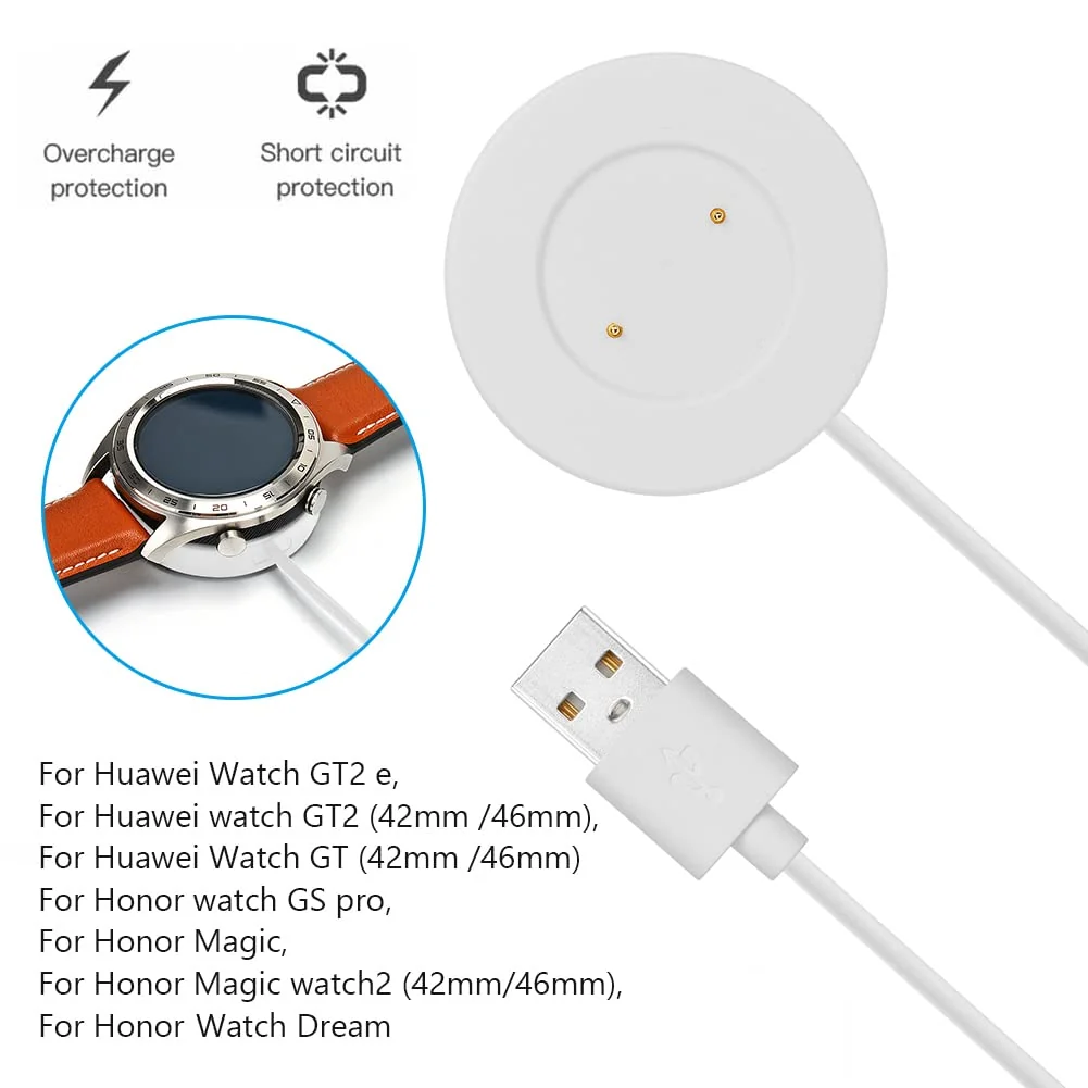 DL3 Mobilak Charger Compatible With Huawei GT/GT2 42mm 46mm/GT 2e Smart Watch, USB Charging Dock Cable for Honor Magic/Magic 2/Dream/GS Pro - White