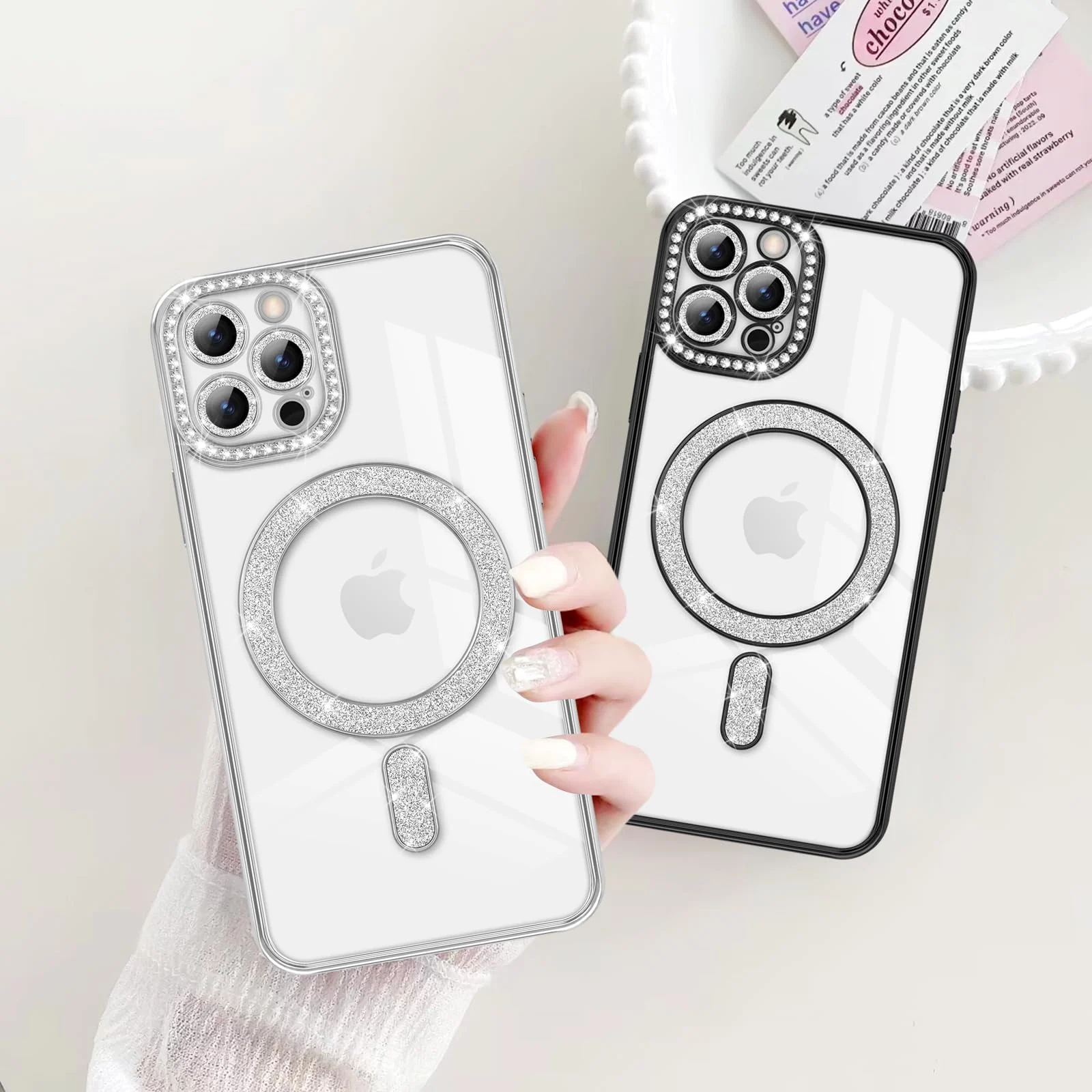 DL3 Mobilak MagSafe-Compatible Magnetic Case for iPhone 12 Pro Max with Camera Protection and Magnetic Car-Mount Support - Silver