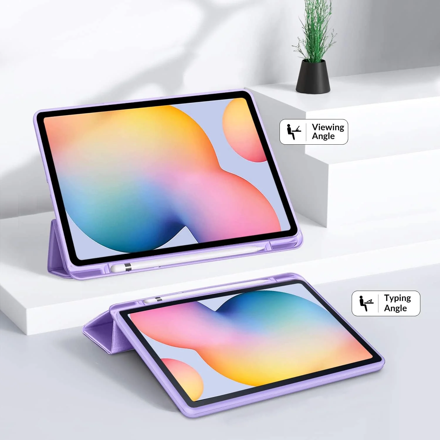DL3 Mobilak Smart Case For Samsung Galaxy Tab S6 Lite 10.4 inch 2022 (SM-P613/P619) & 2020 (SM-P610/P615) with Pencil Holder, Soft TPU Smart Stand Back Cover Auto Wake/Sleep - Light Purple