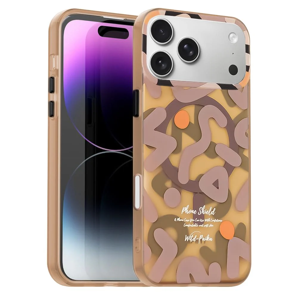 DL3 Mobilak Case for iPhone 17 Pro Max, Matte Pattern Slim Protective Cover, Shockproof Hard Back Case with Camera Protection, Anti-Scratch Lightweight Durable Phone Case - Brown