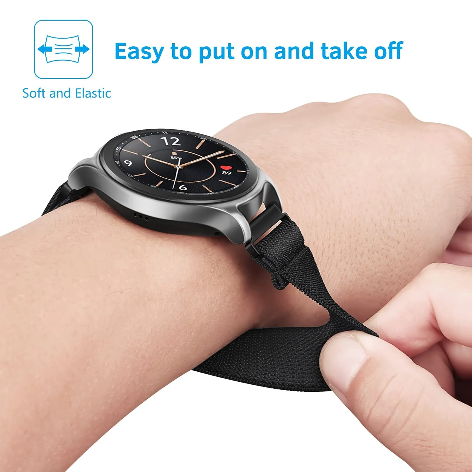 DL3 MOBILAK Strap Nylon Loop 22MM Band For Xiaomi Redmi Watch 5 Active/5 Lite Compatible with Samsung Galaxy Watch 3 45mm/Watch 46mm/Gear S3/Huawei watch GT5 GT4 GT3 GT2 GT 46MM/GT2E/GT2 GT3 - Black