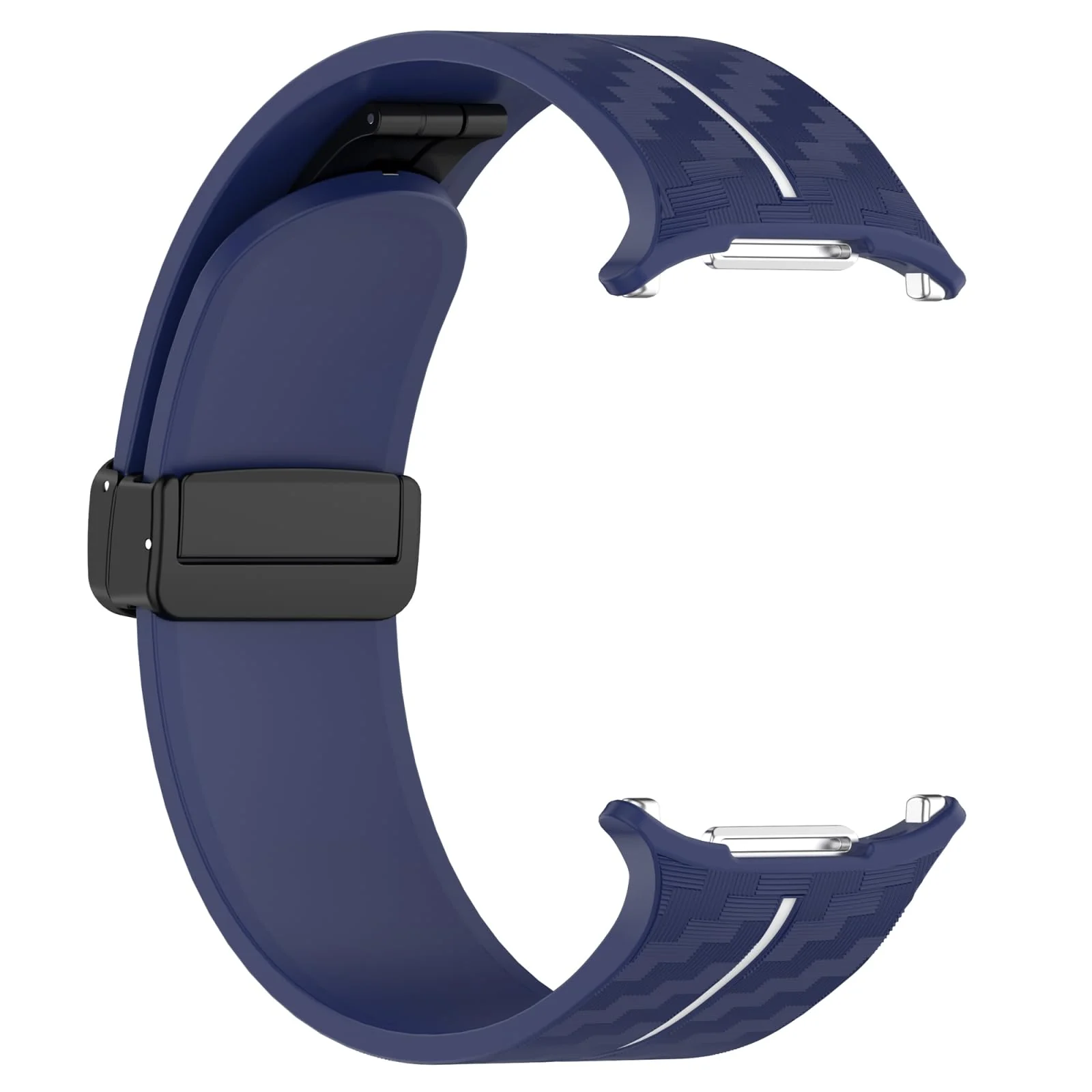 DL3 Mobilak Compatible for Samsung Galaxy Watch Ultra Band 47mm for Men Women, Soft Silicone Waterproof Sport Strap with Magnetic Clasp, Stylish Carbon Fiber Replacement Galaxy Watch 7 Ultra Bands - Blue White