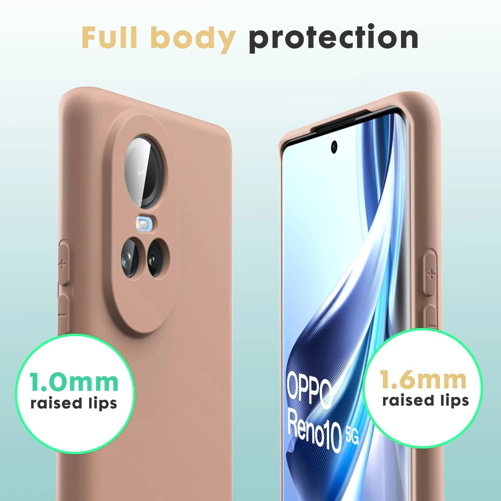 DL3 Mobilak Liquid Silicone Case for OPPO Reno 10, Shock-absorbing protection, Scratch-resistant surface, Soft microfiber lining - Light Orange