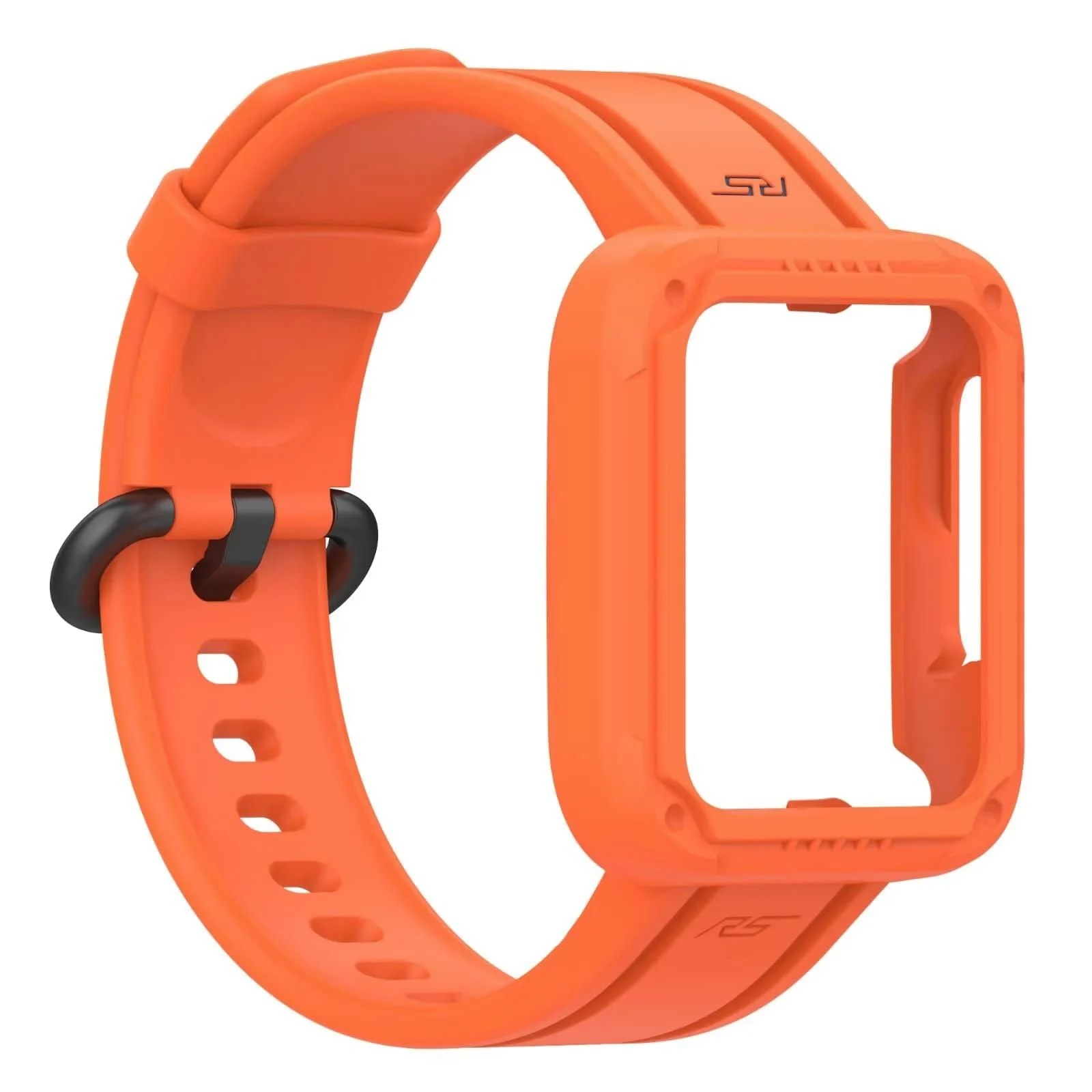 DL3 Mobilak Replacement Wrist Band Compatible with Xiaomi MI Watch Lite/Redmi Watch 2 Lite/Poco Watch/Redmi Watch 2/Horloge 2, Adjustable Soft Silicone Wrist Strap with Cover (Orange), unisex-adult - Black