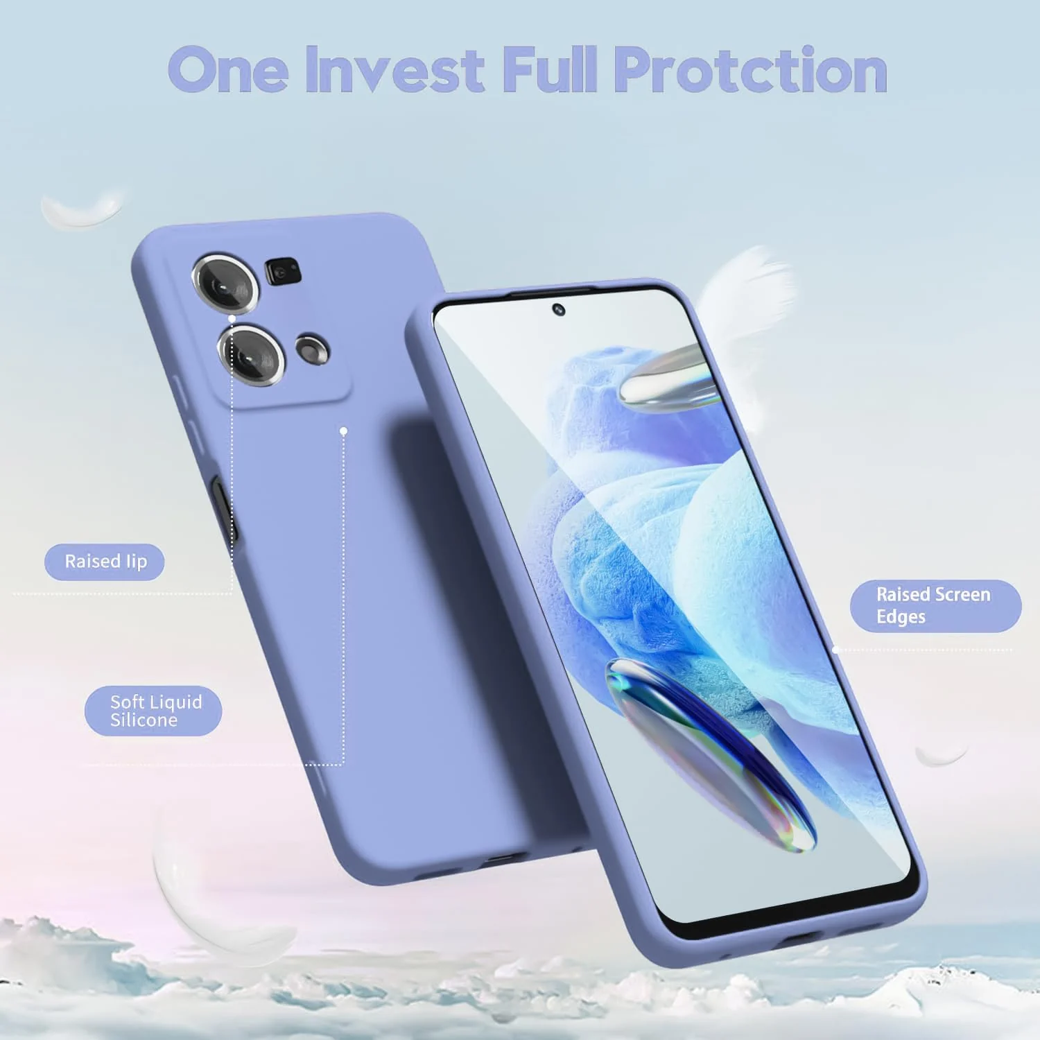 DL3 Mobilak Liquid Silicone Protective Case for OPPO Reno 8 4G / Reno 7 4G / F21 Pro 4G / F21S Pro 4G with Camera Protection and Microfiber Lining - Baby Blue