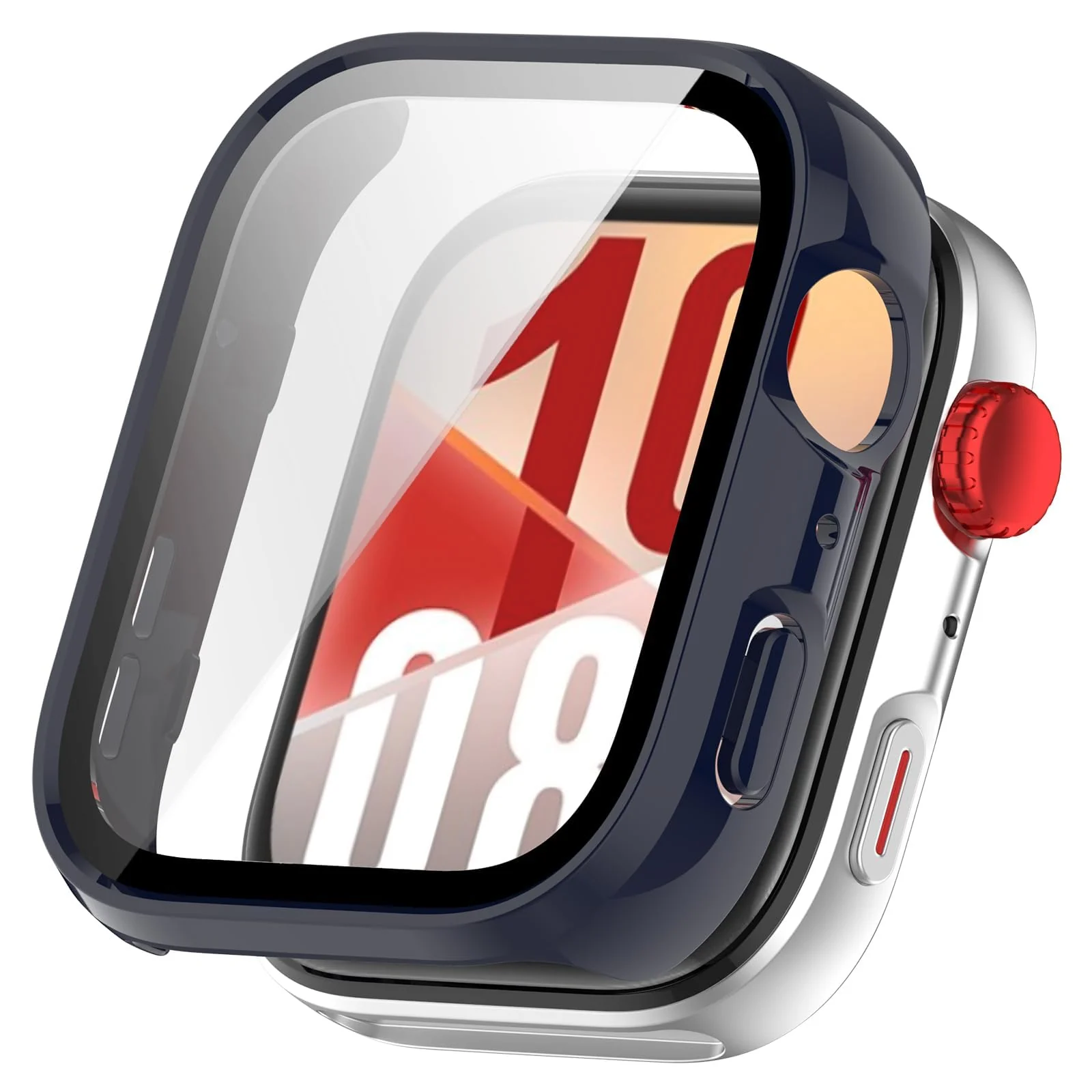 DL3 Mobilak Case Compatible with Huawei Watch Fit 4, Full Coverage Slim Hard Case Protective Bumper Built-in Tempered Glass Screen Protector Shell for Huawei Watch Fit 4 - Blue