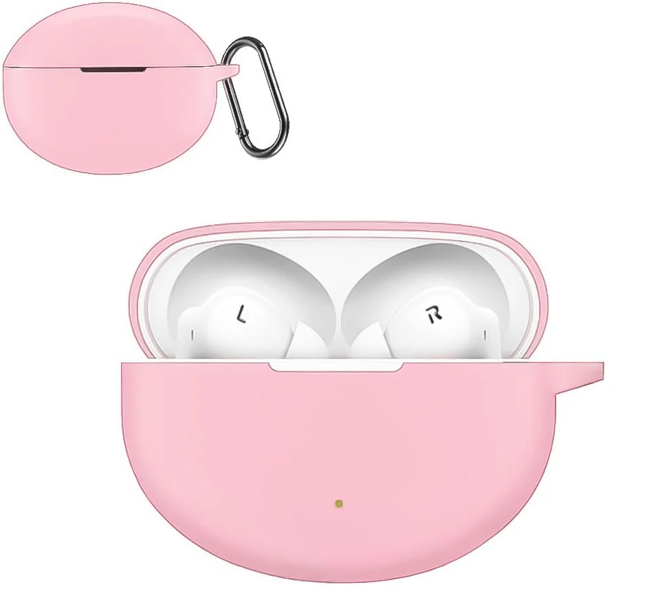 Dl3 Mobilak Compatible with Oppo Enco Air3 Pro Case Cover, Soft Silicone Shockproof Protective Case Wireless Earbuds with Carabiner, Front LED Visible (White)