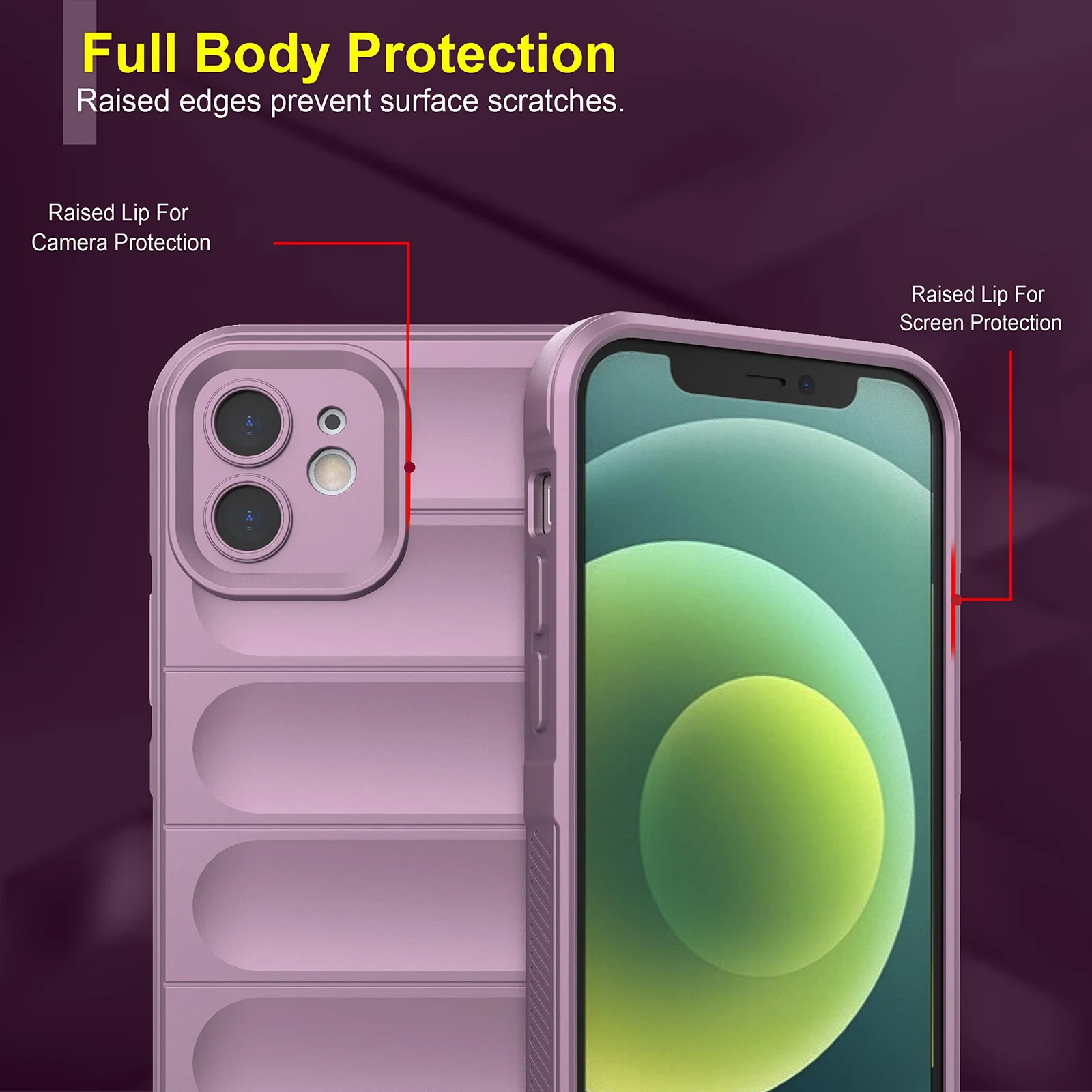 DL3 Mobilak Flexible Silicone and TPU Protective Case with Camera Protection for Apple iPhone 12 - Purple