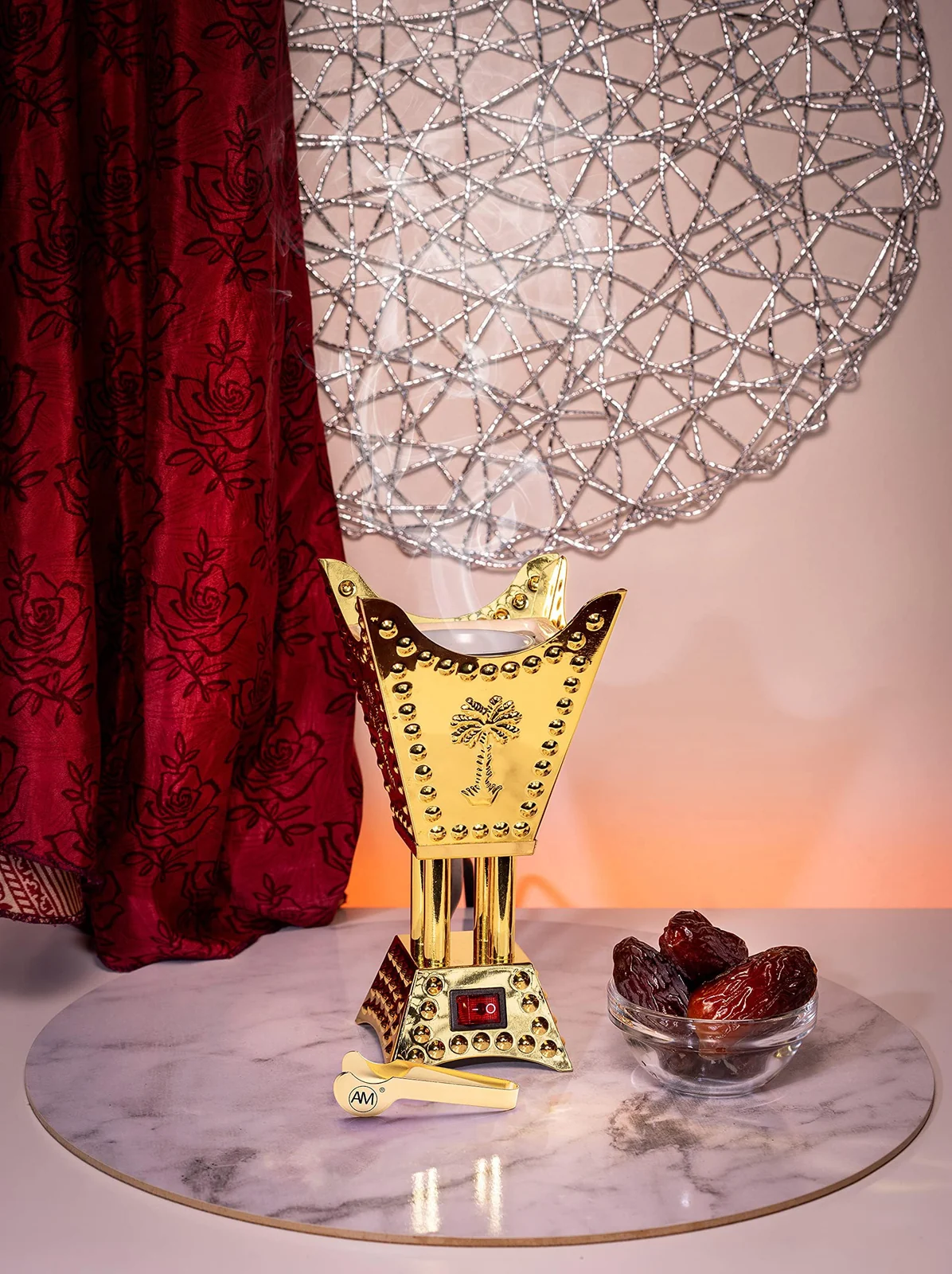 Mobigon Arabian Electric Incense Burners metal Vintage Arabic Burner, Middle Eastern Incense Holder- Electric Incense Burner Bakhoor Suitable For Arabian Oud, Home, Hotel Decor - A. Gold