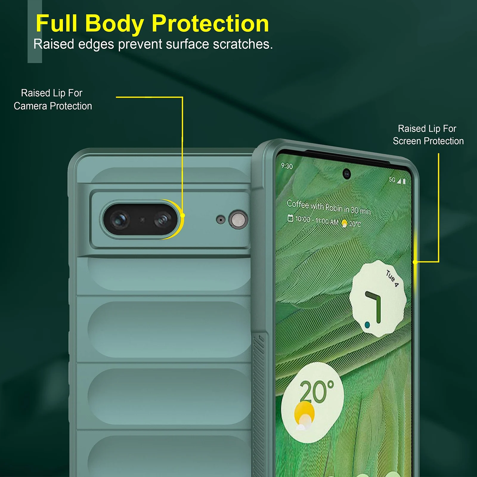 DL3 Mobilak Flexible Silicone and TPU Protective Case with Camera Protection for Google Pixel 7 - Green