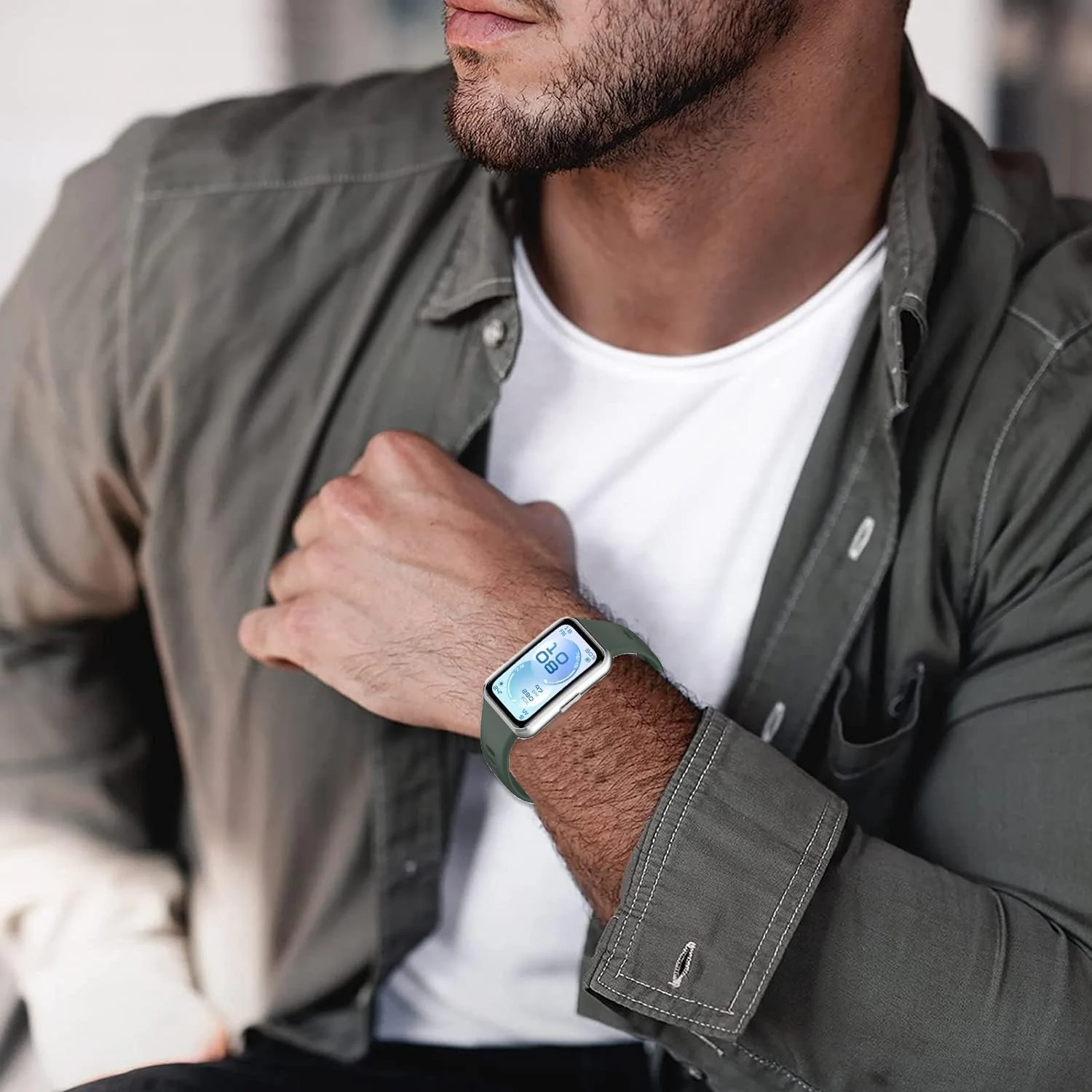DL3 Mobilak Silicone Bracelet for Huawei Band 11/Band 11 Pro Strap, Soft Silicone Sport Band, Soft Breathable, for Huawei Band11/11 Pro Adjustable Replacement Strap - Green