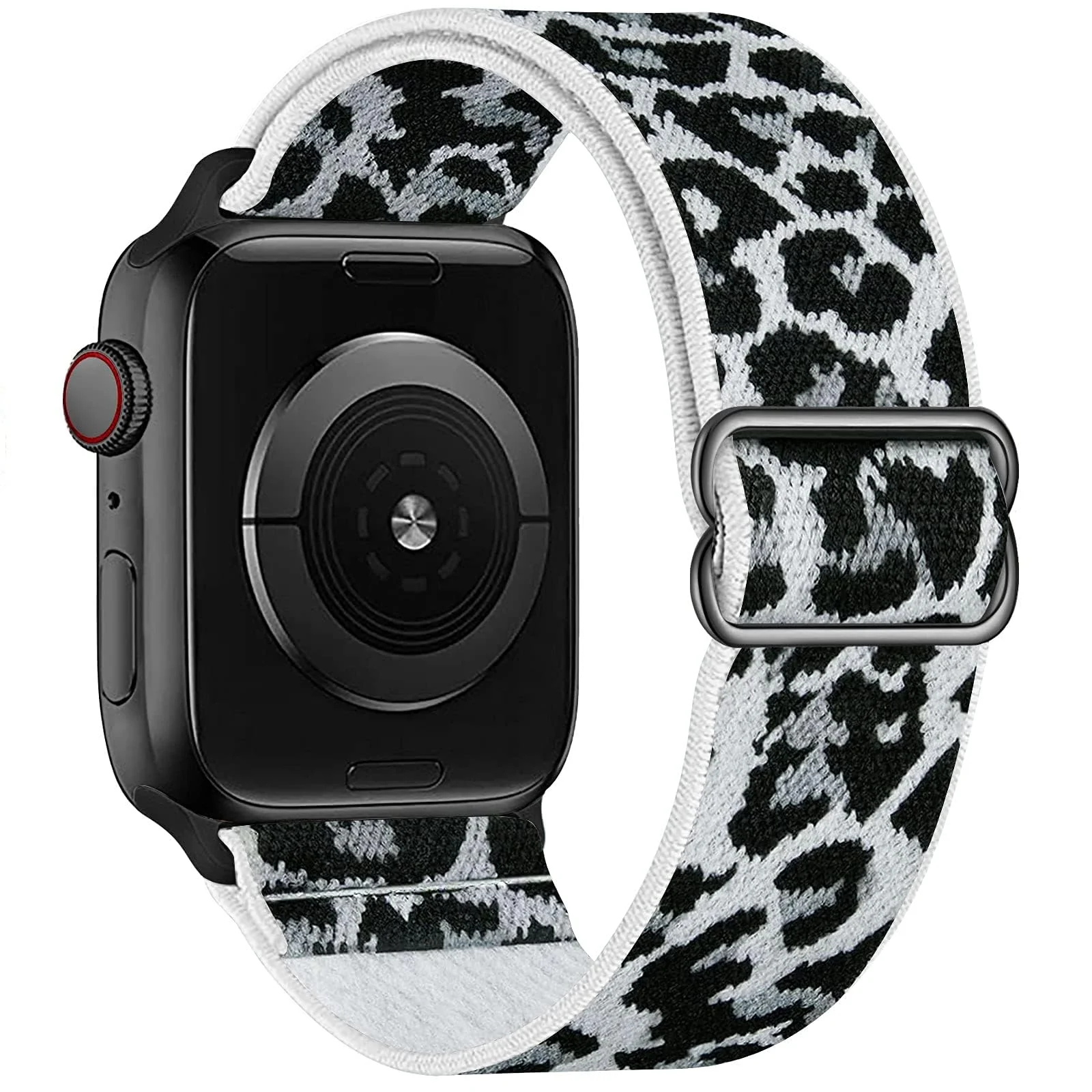 DL3 Mobilak Nylon Solo Loop Stretchy Straps For Apple Watch Band 49mm 45mm 44mm 42mm 41mm 40mm 38mm, Elastic Wristbands for Series 8 9 Ultra 7 6 5 4 3 2 1 (Leopard, 42MM/44MM/45MM/49MM) - White Leopard