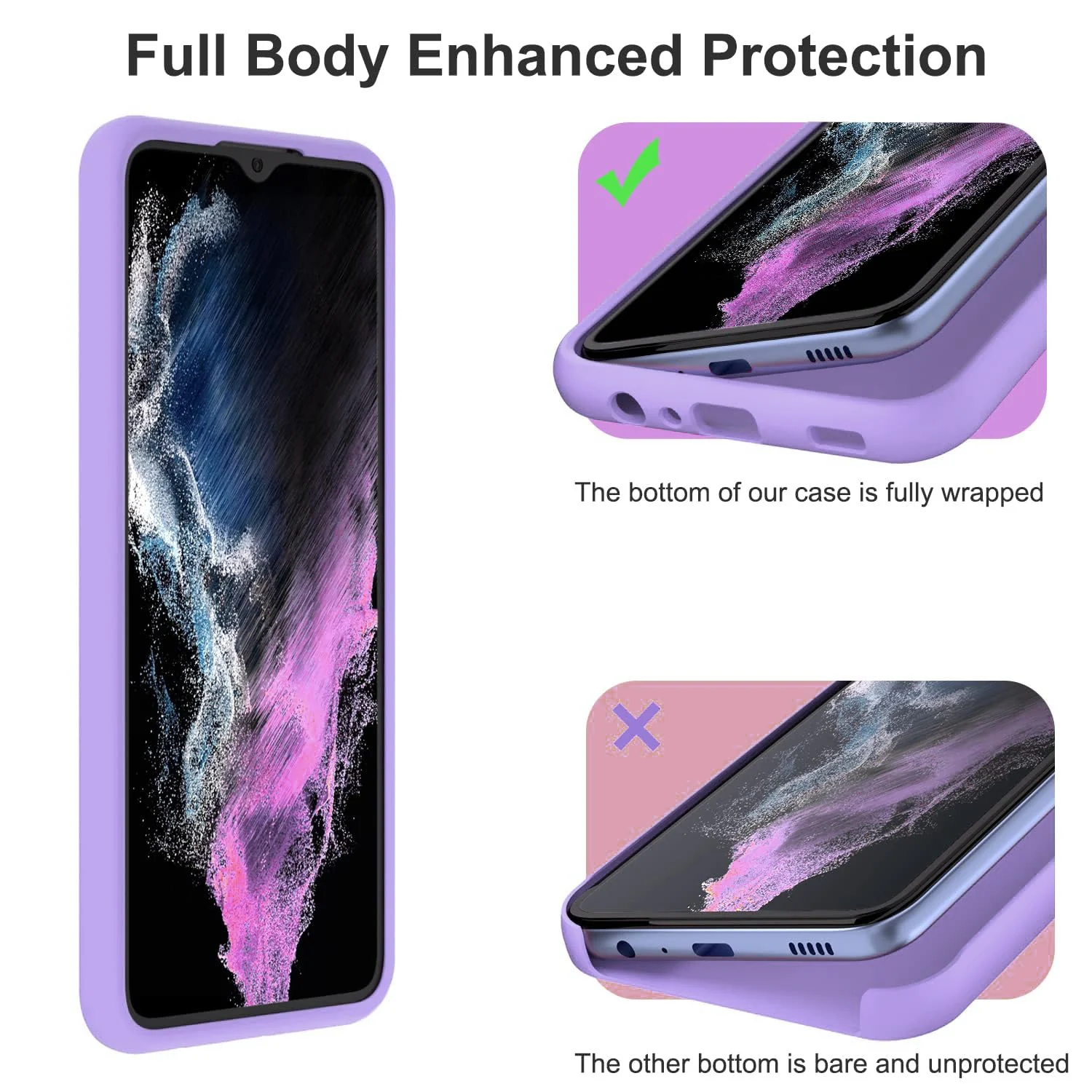 DL3 Mobilak Samsung Galaxy A04e Case, Soft Flexible Silicone Gel Rubber Bumper Cover, Full Body Shockproof Protective Phone Case - Light Purple
