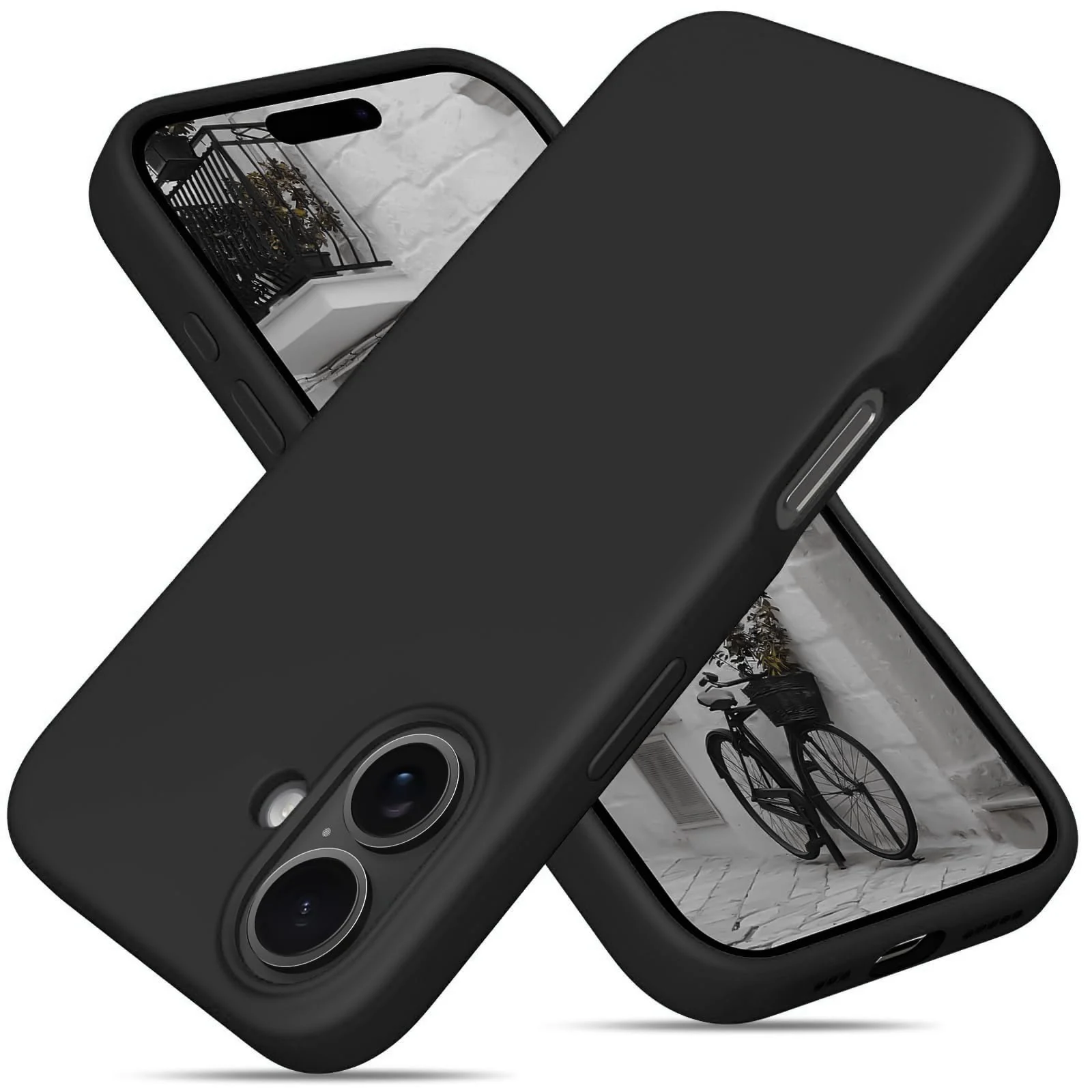 DL3 Mobilak Compatible with iPhone 17 6.3-Inch Case, Premium Liquid Silicone Case, Full Body Protective Cover, Shockproof, Slim Phone Case, Anti-Scratch Soft Microfiber Lining - Black