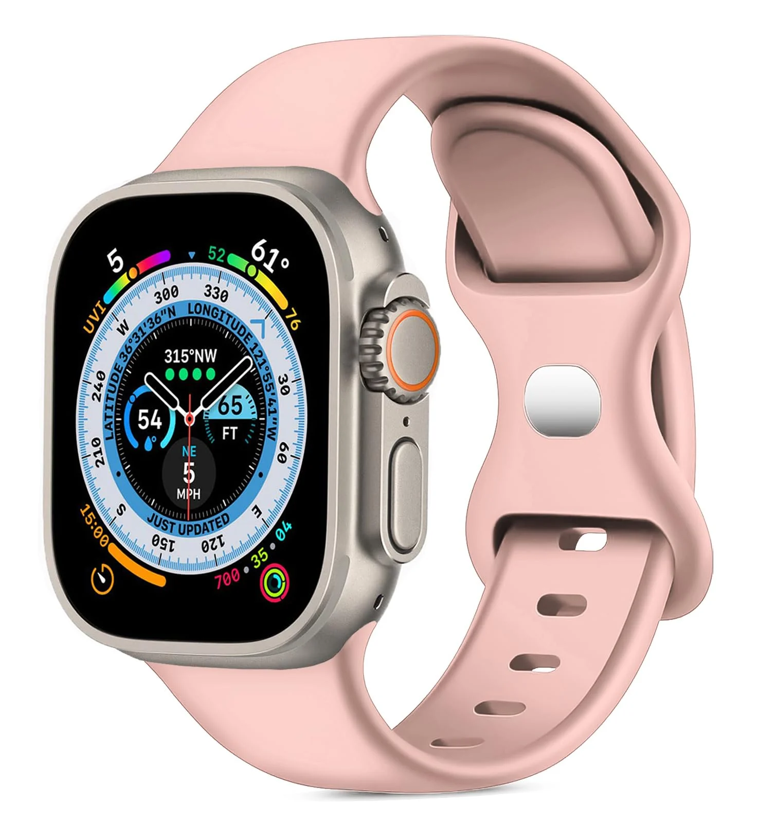 DL3 Mobilak Band with Case For Apple Watch Ultra/Ultra 2 49mm, Adjustable Silicone Sport Wristband Replacement, Strap With Cover Built-in Glass Screen Protector for iWatch Ultra 49 mm - Pink