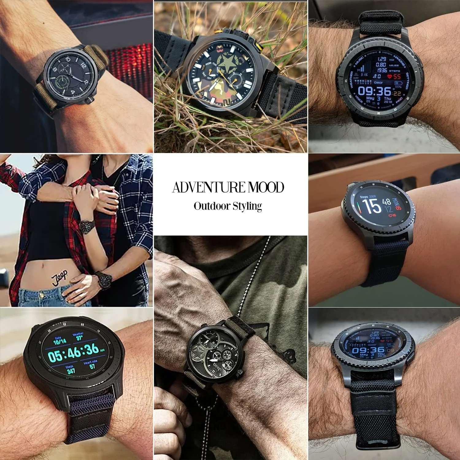 DL3 Mobilak Nylon Sports Bands With Leather 20MM Strap for Samsung Gear Sport, Watch 6, 4, 5, 5 Pro, S2 Classic, Active 2 40mm 44mm, Amazfit GTS 3, 4, 4 Mini, Bip 3 Pro, GTS2, Bp U - Blue