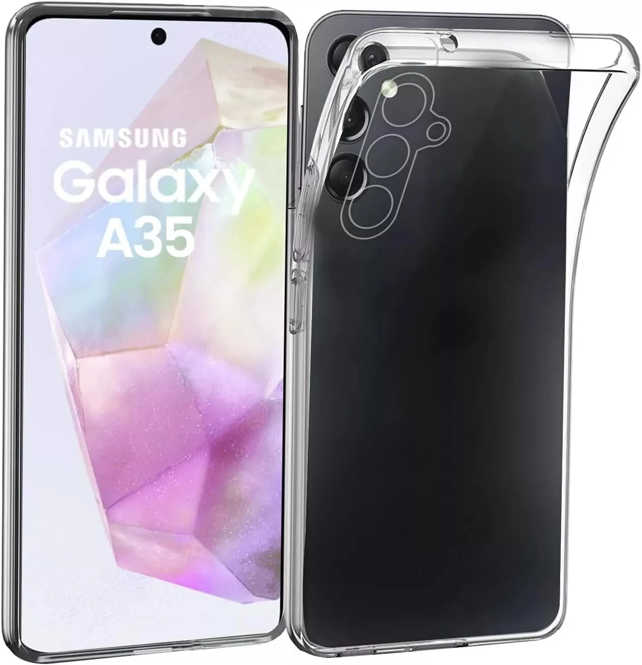 DL3 Mobilak Case Compatible with Samsung Galaxy A35 5G Case Crystal Soft TPU Gel Case Flexible Silicone Anti-Scratch Camera Protection TPU Cover - Clear