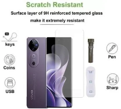 DL3 MOBILAK Full Glass Screen Protector For Vivo V40 |V40 Pro 5G UV Tempered Glass Full Glue Cover Screen Protector For Fingerprint Unlock Screen Glass Film