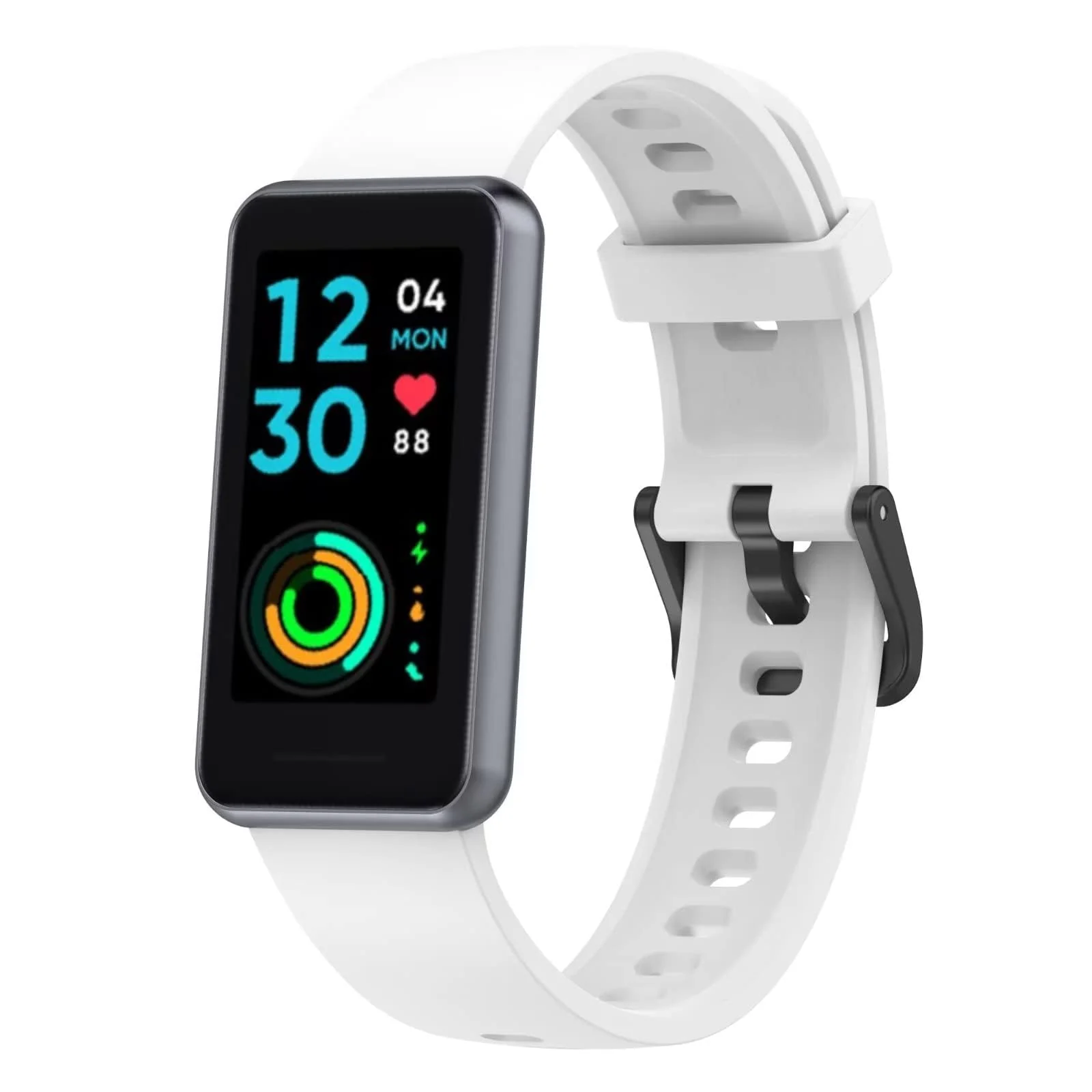 DL3 Mobilak Silicone Strap for realme Band 2, [Breathable] Soft Silicone Replacement Strap for Men and Women, Pin Buckle Design, for realme Band2 - White
