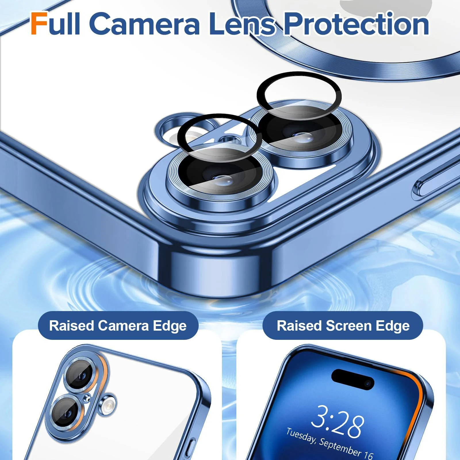 DL3 Mobilak Plated-Edge TPU Protective Case with Camera Protection for iPhone 16 Plus - Metallic Blue