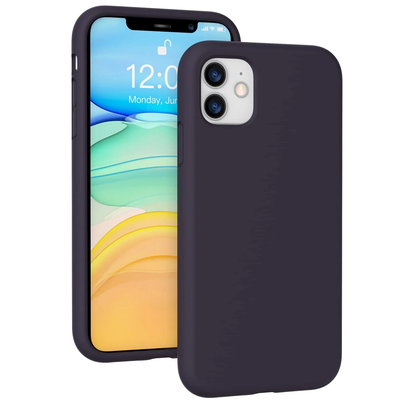 DL3 Mobilak Liquid Silicone Protective Case for iPhone 11 (6.1 Inch) with Camera Protection and Microfiber Lining - Deep Purple