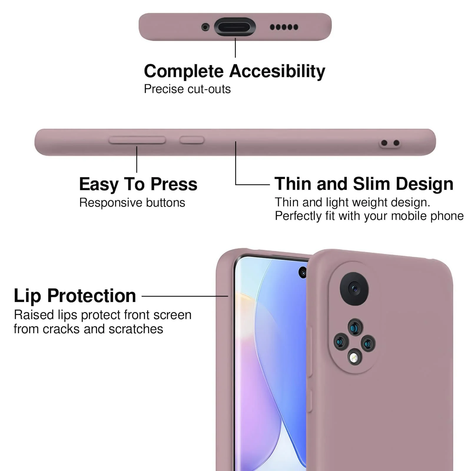 DL3 Mobilak Honor 50 / Huawei Nova 9 Case, Soft Flexible Silicone Gel Rubber Bumper Cover, Slim Fit Full Body Shockproof Protective Phone Case - Cashmere