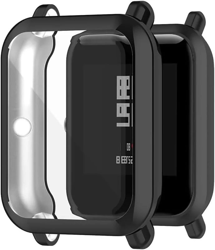 DL3 Mobilak Case Compatible with Amazfit GTS 2 Mini/Bip U Pro/Bip S/Bip Lite Case All-Around Screen Protector Watch Soft TPU Shockproof Cover Slim Guard Thin Bumper Shell Protector - Black