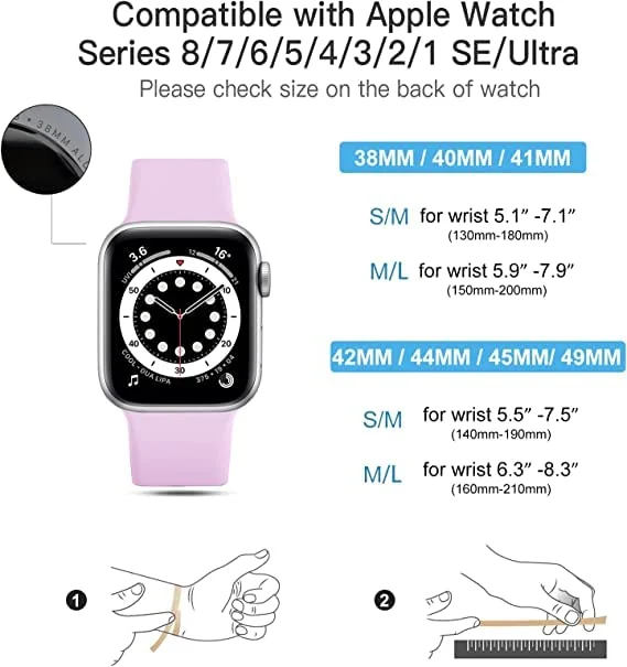 DL3 Mobilak Bands Compatible with Apple Watch Ultra 49mm 45mm 44mm 42mm 41mm 40mm 38mm, Replacement Soft Silicone Strap for iWatch Ultra Series 9/8/7/6/5/4/3/2/1 (42MM/44MM/45MM/49MM) - lavender Purple