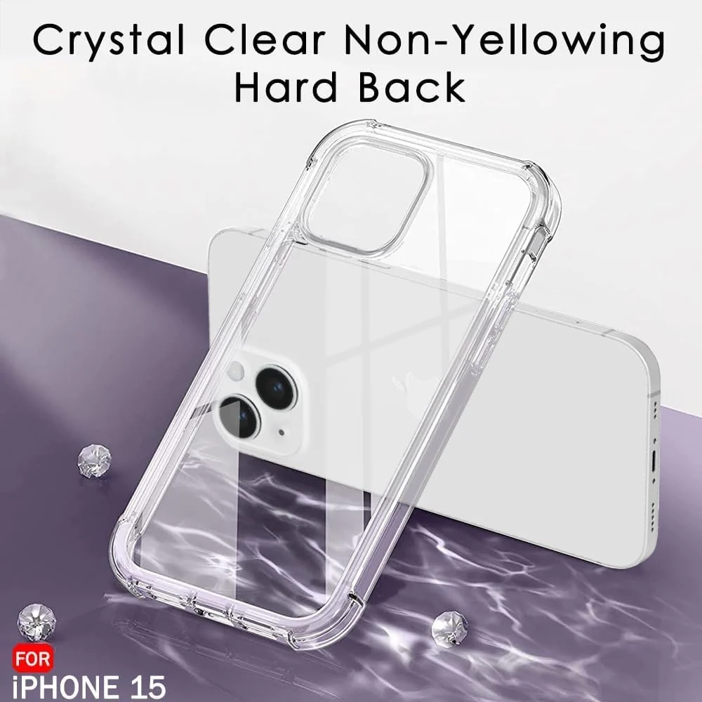 DL3 Mobilak Clear TPU Case for iphone15, Camera protection, Shock-absorbing protection, Non-slip grip - Clear