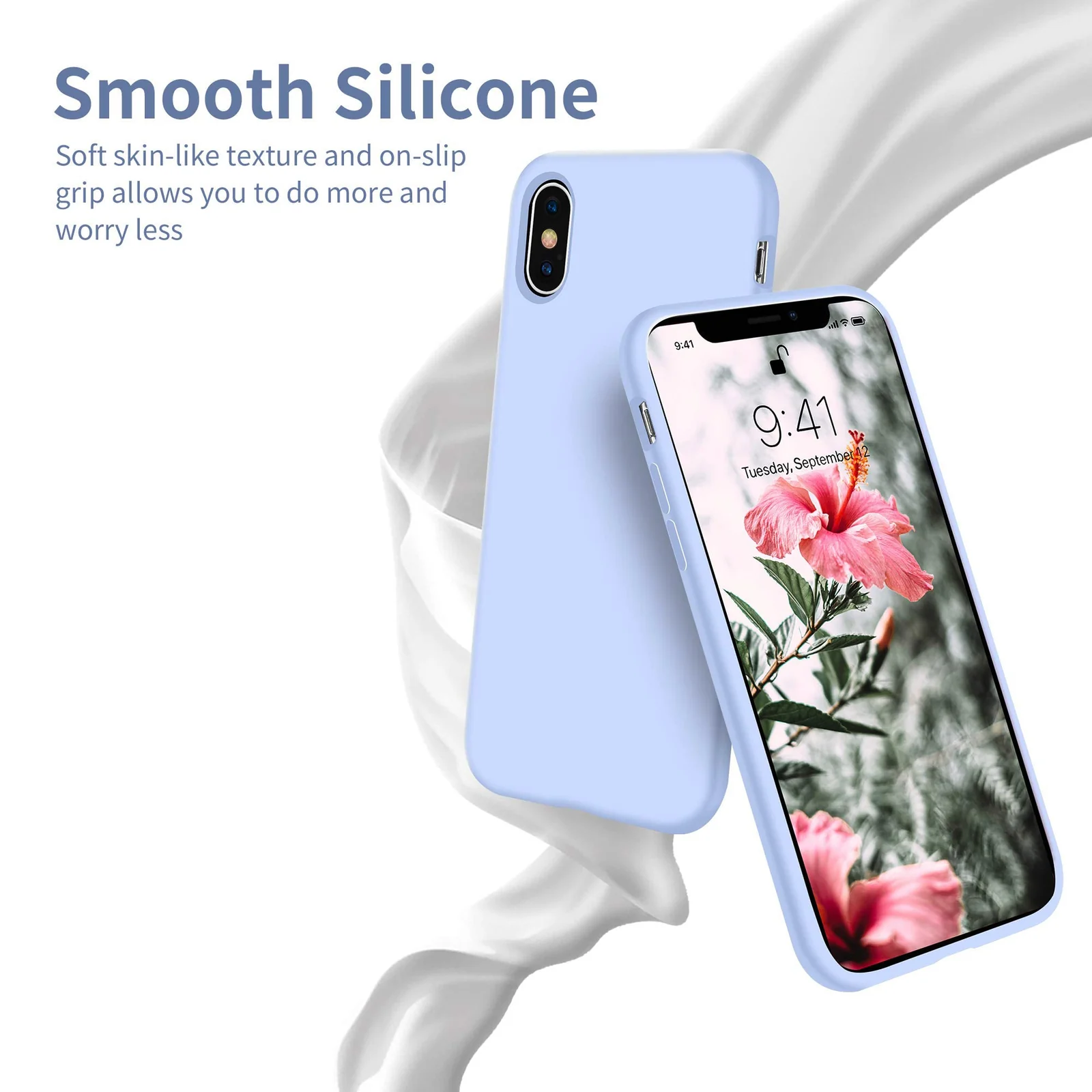 DL3 Mobilak Liquid Silicone Protective Case with Soft Microfiber Lining for iPhone XS Max - Baby Blue
