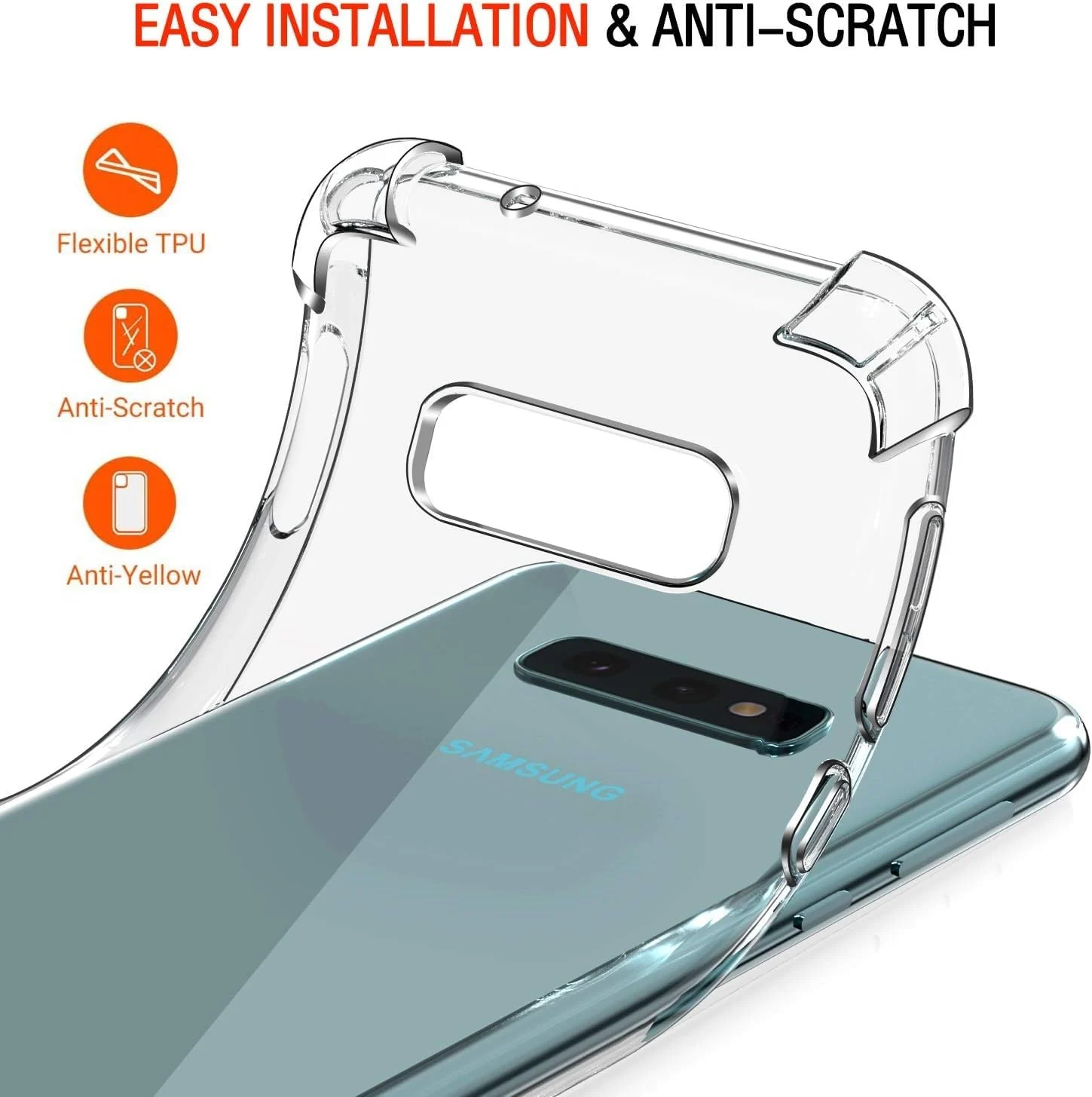 DL3 Mobilak Case Compatible with Samsung Galaxy S10e, Cover Silicone TPU Gorilla Anti-shock Protector Camera Shockproof Corners - Clear