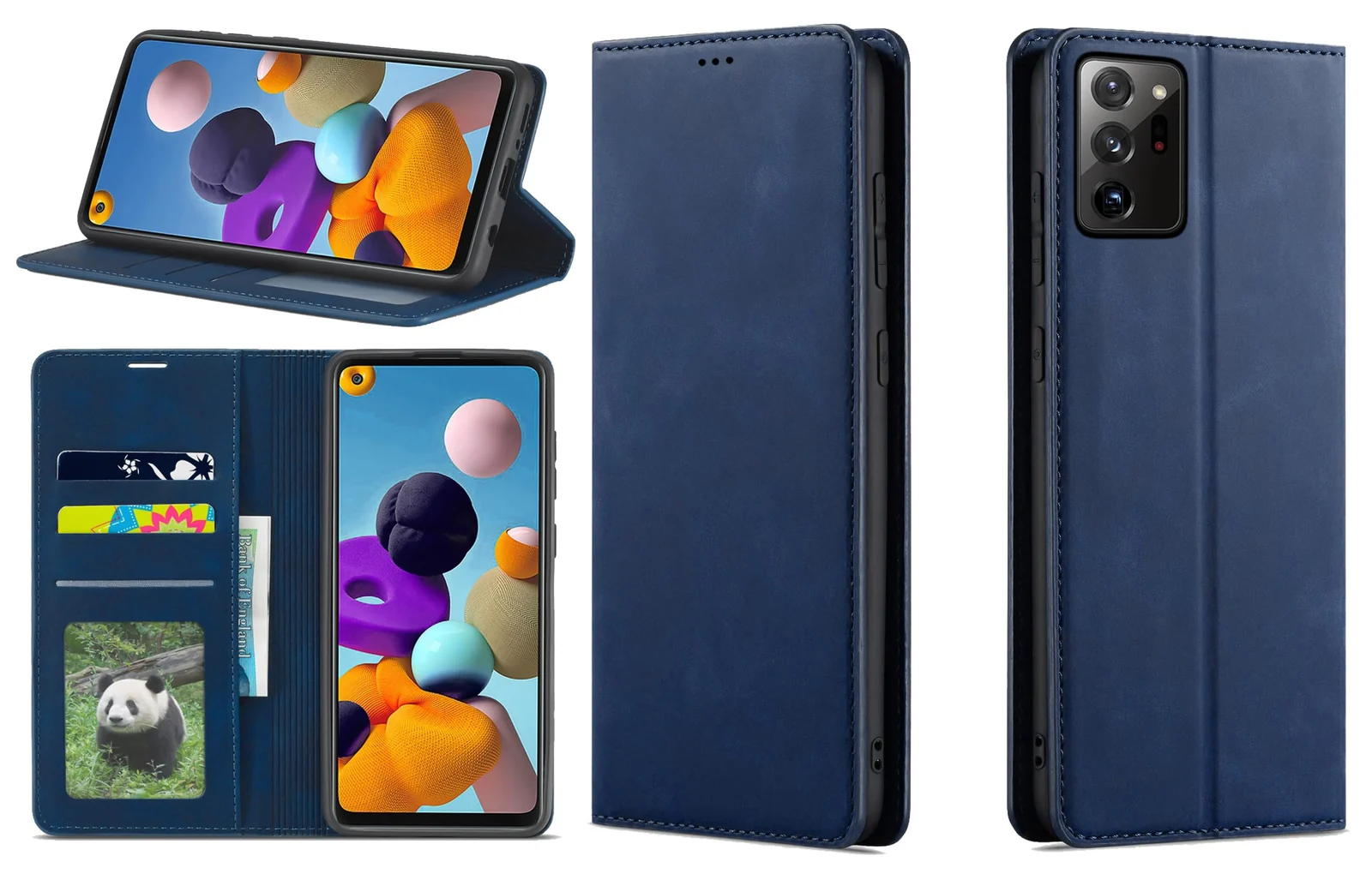 Dl3 Mobilak Premium PU Leather Flip Folio Case for Samsung Galaxy Note 20 Ultra (6.9"), Magnetic Closure Protective Case Kickstand Card Cash Slot Shockproof Durable Wallet Cover Soft TPU (Blue)