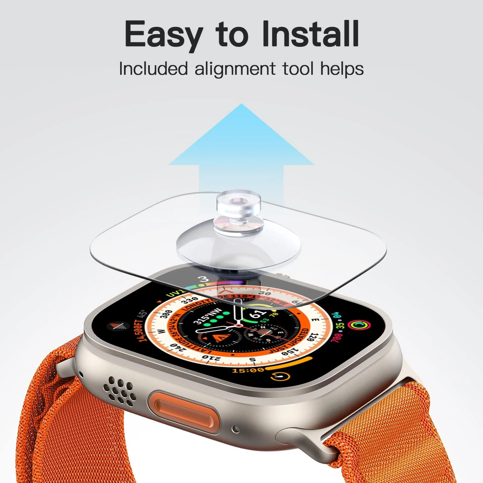 DL3 Mobilak Compatible With Apple Watch Ultra 2 / Ultra Screen Protector 49mm Tempered Glass, Waterproof Screen Protector for Apple Watch Ultra 2 Accessories, HD 9H Hardness Anti- Scratch Film - Clear