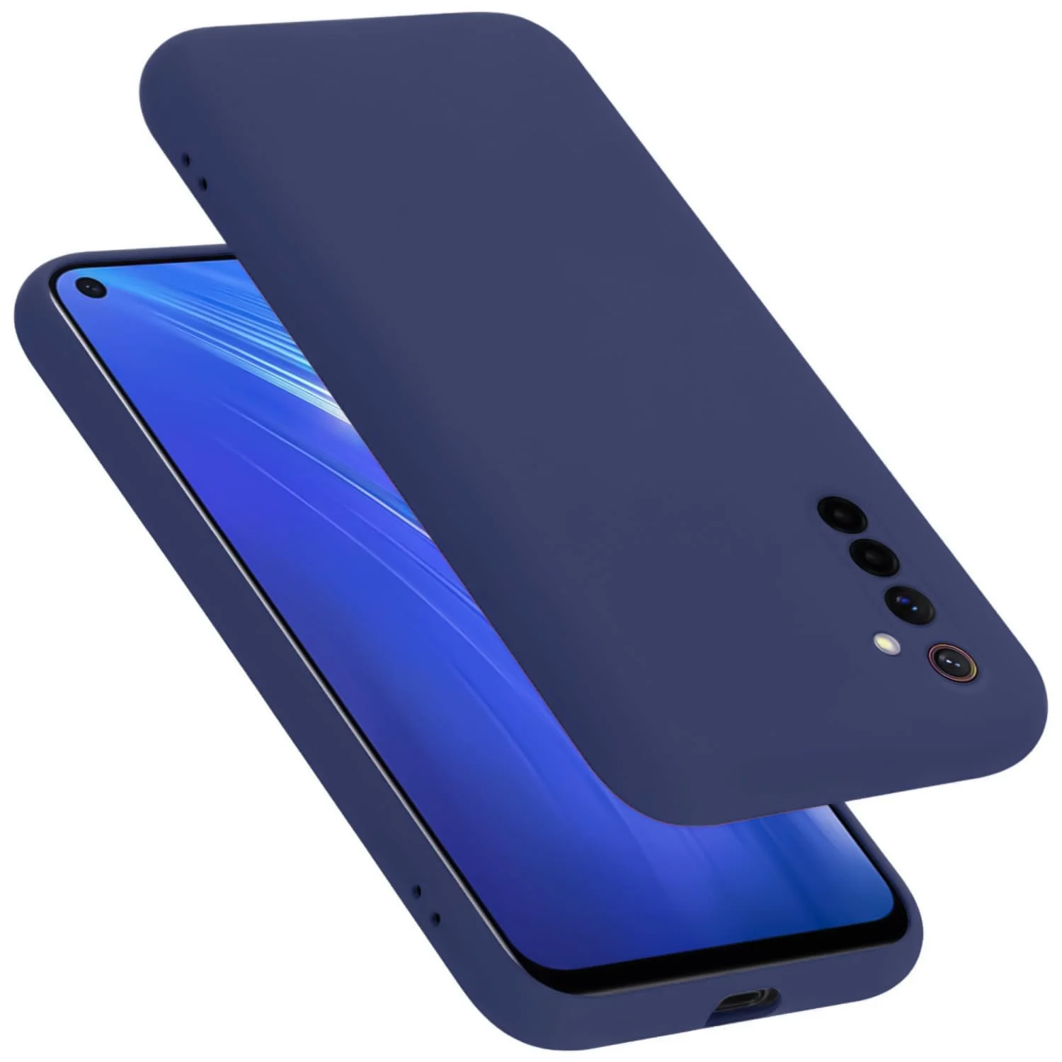 DL3 Mobilak Silicone Protective Case for realme 6, Shock-absorbing protection, Scratch-resistant surface, Soft microfiber lining - Blue 1