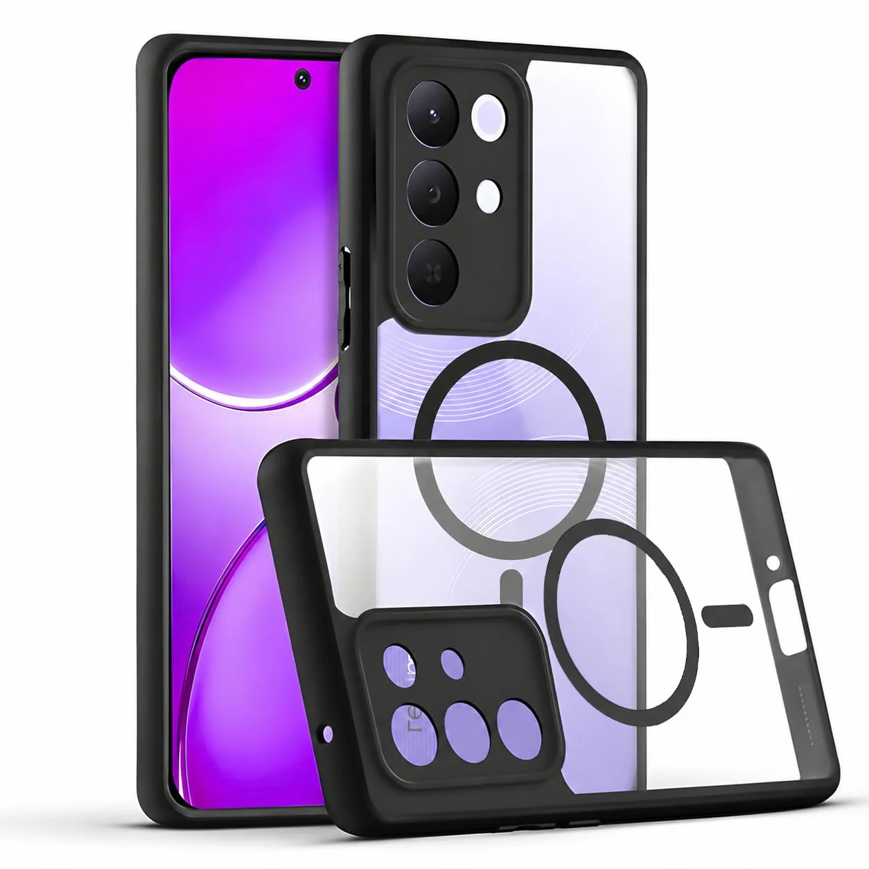 DL3 MOBILAK Clear Three-Layer Protective Phone Case for Realme C85 Pro - Black