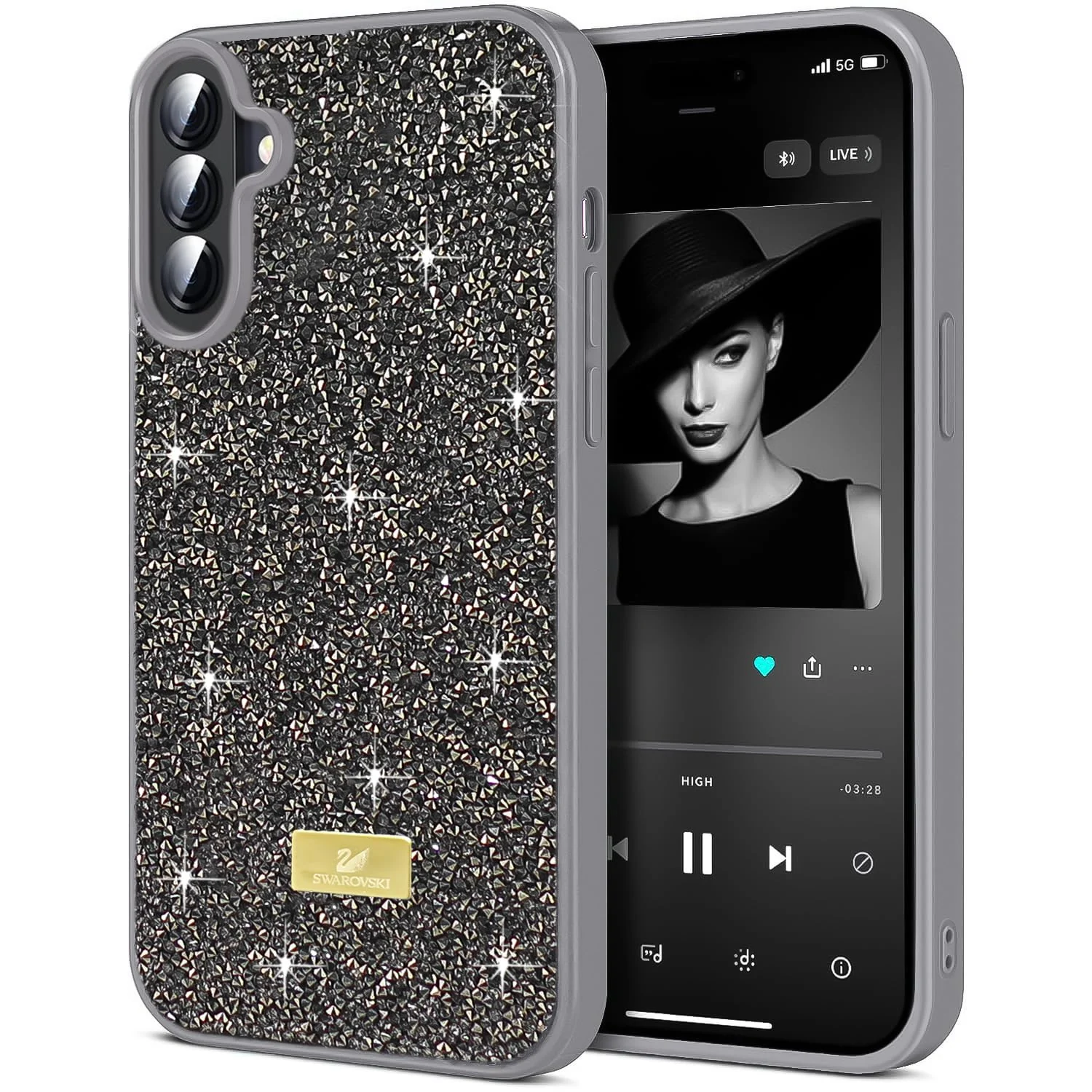 5.5 — DL3 Mobilak Glitter Rhinestone Protective Case for Samsung Galaxy S25 5G / S24 5G with Shockproof Design