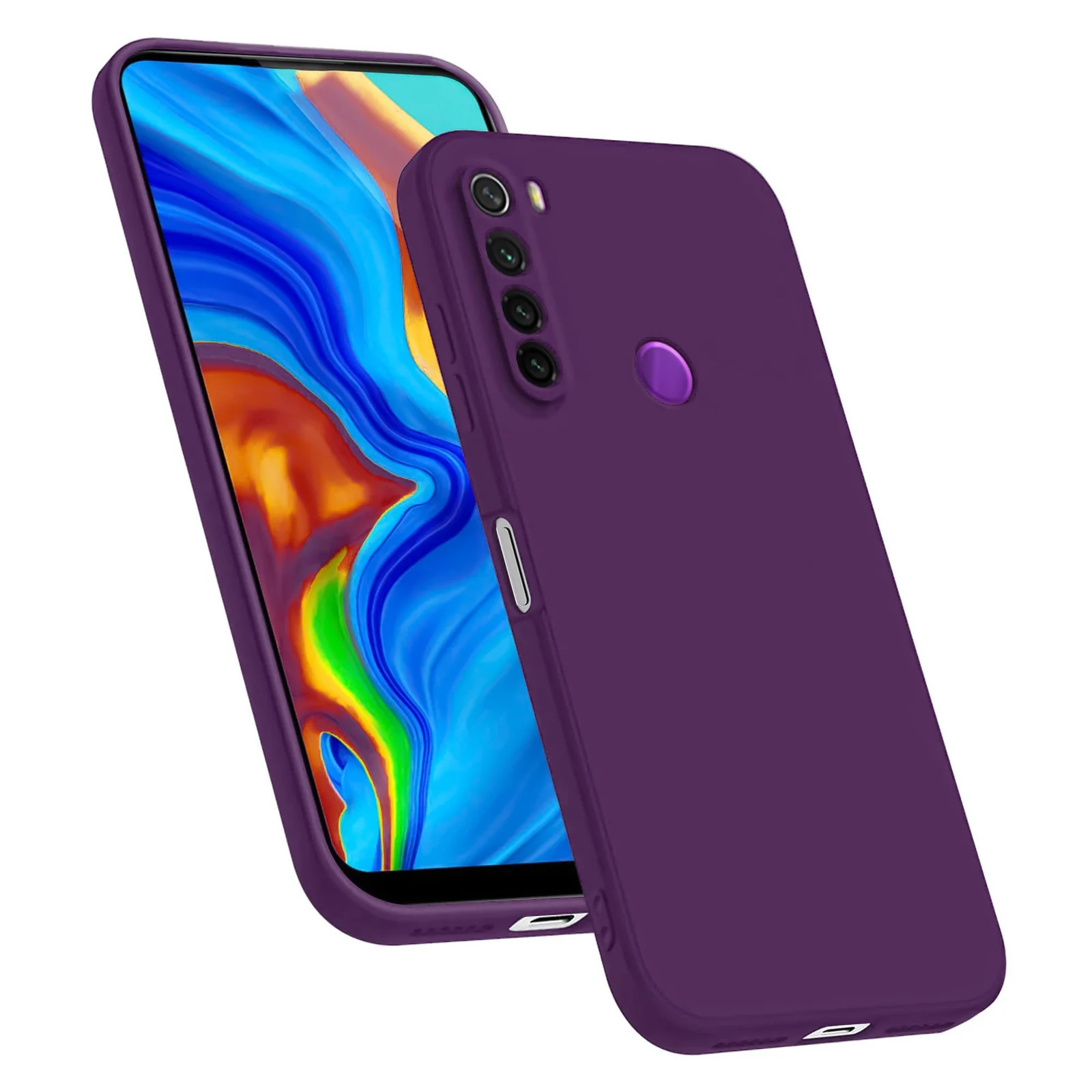 DL3 Mobilak Soft Silicone Protective Case for Xiaomi Redmi Note 8 with Microfiber Lining and Shockproof Design - Violet
