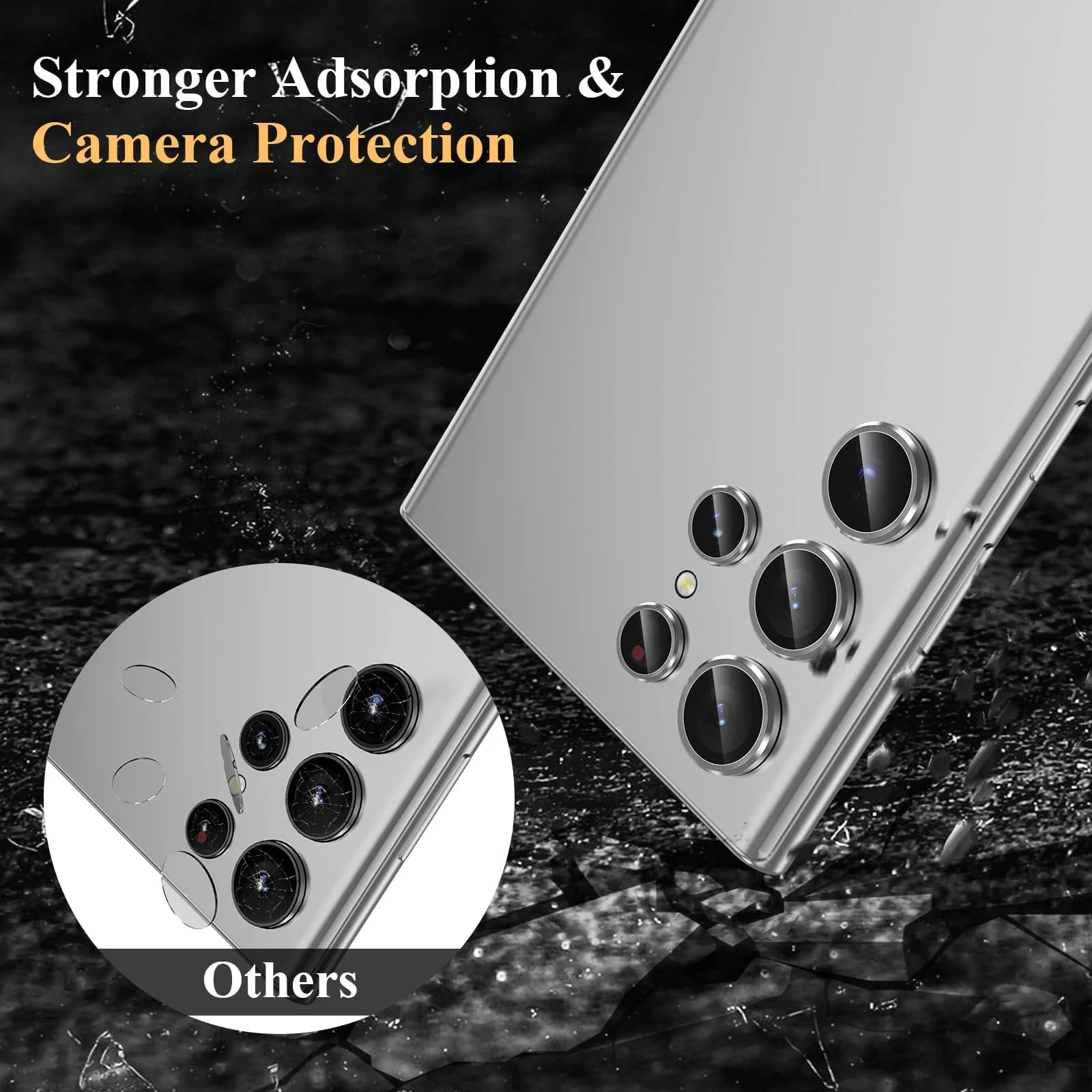 DL3 Mobilak Protective Phone Case for Samsung Galaxy S22 Ultra 5G with Camera Protection and Military-Grade Protection - Silver