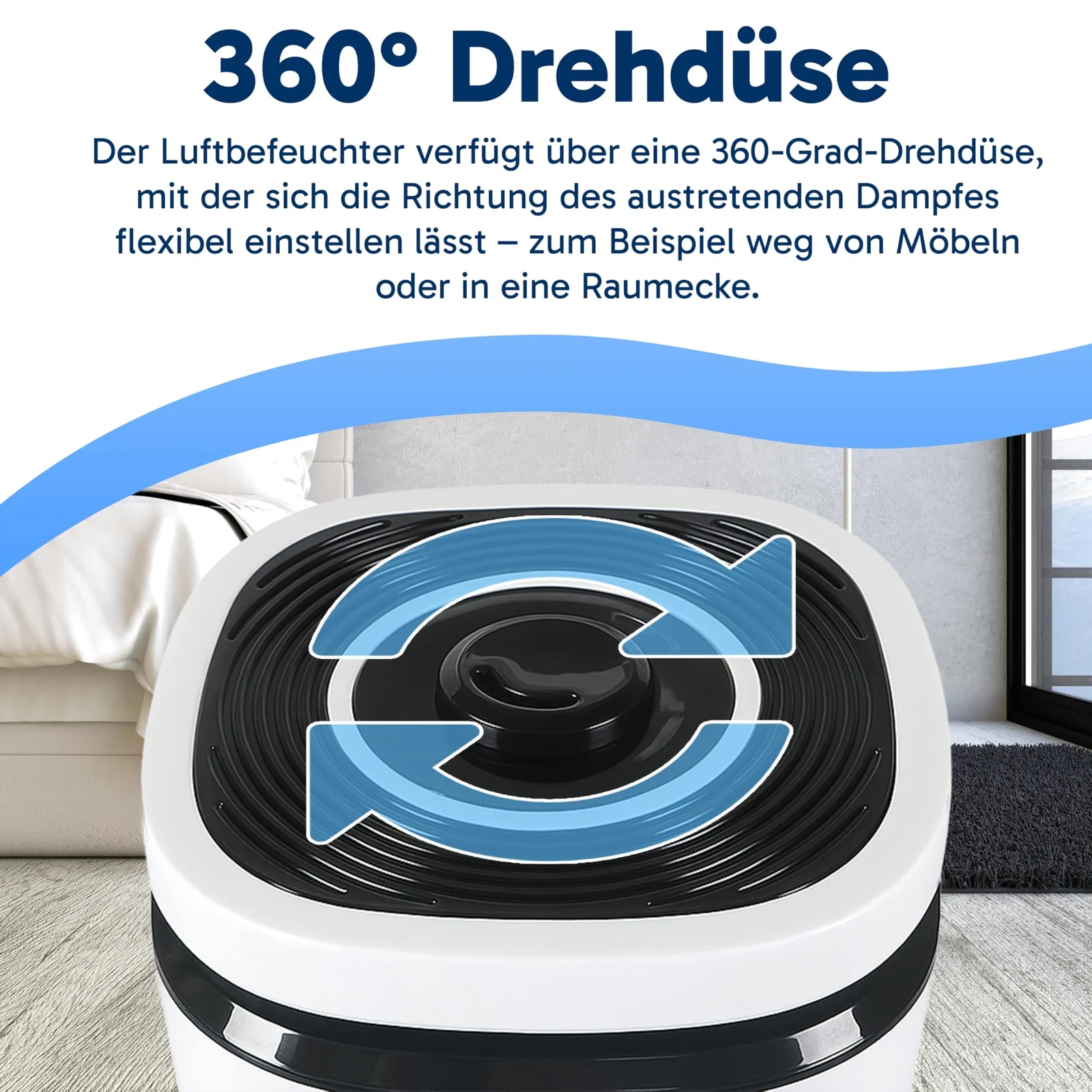 Mobigon Ultrasonic Humidifier Against Dry Heating Air 4L, Room Humidifiers with Remote Control for Bedroom, Children's Room and Plants, Air Humidifier, Ultra Quiet Aroma Diffuser - White