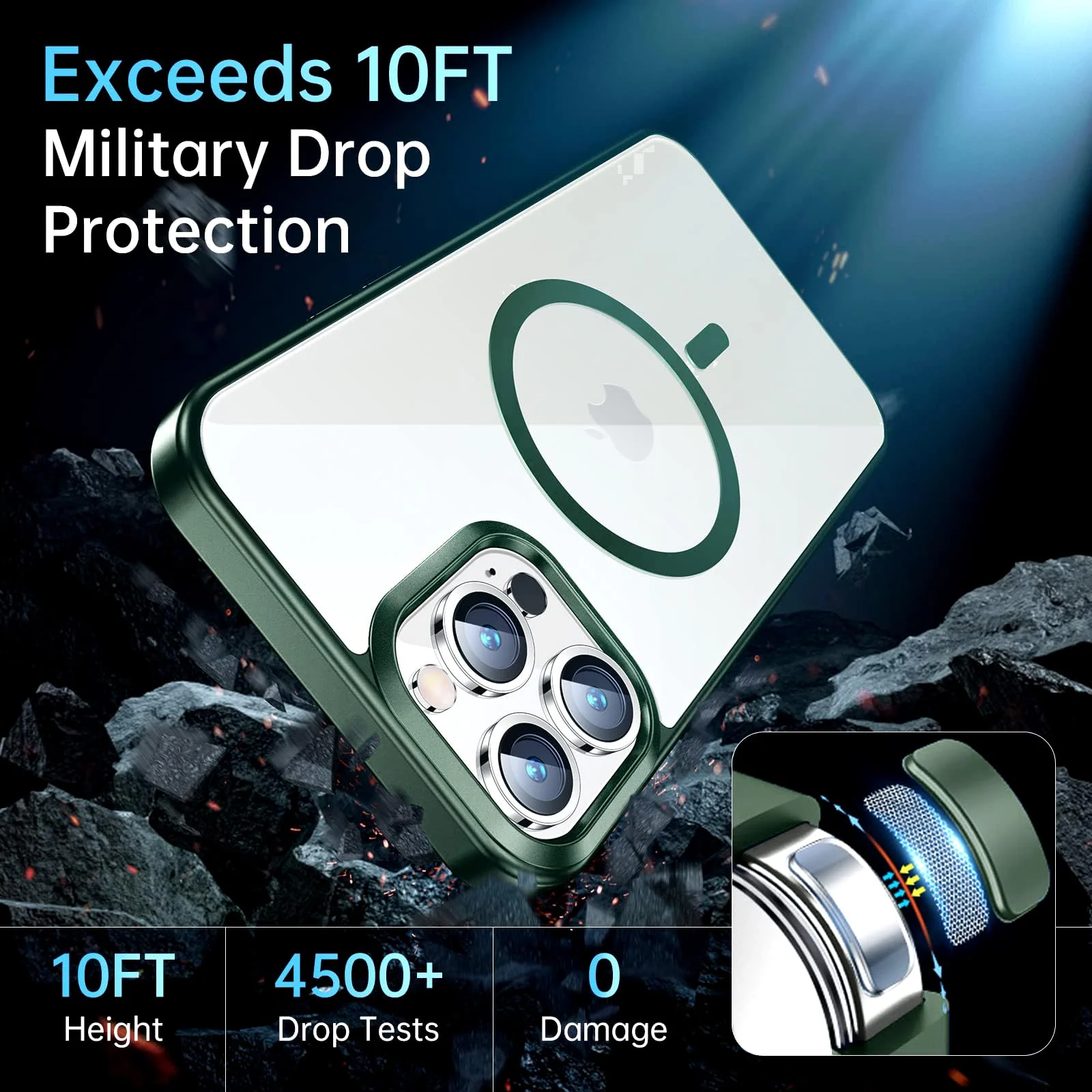 DL3 Mobilak Clear MagSafe-Compatible TPU Case for iPhone 15 Pro Max - Green