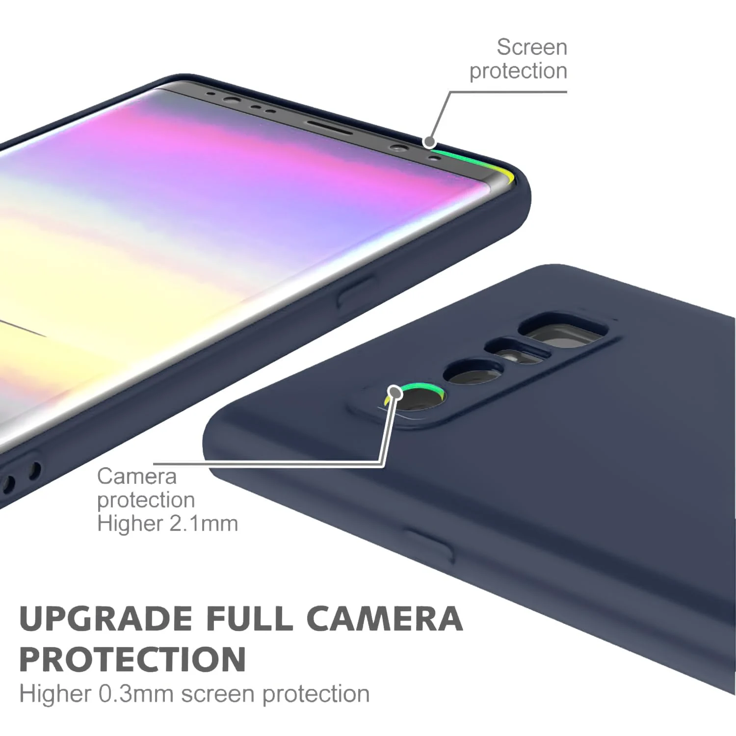 DL3 Mobilak Samsung Galaxy Note 8 Case, Soft Flexible Liquid Silicone Gel Rubber Bumper Cover, Full Body Shockproof Protective Phone Case - Midtnight Blue