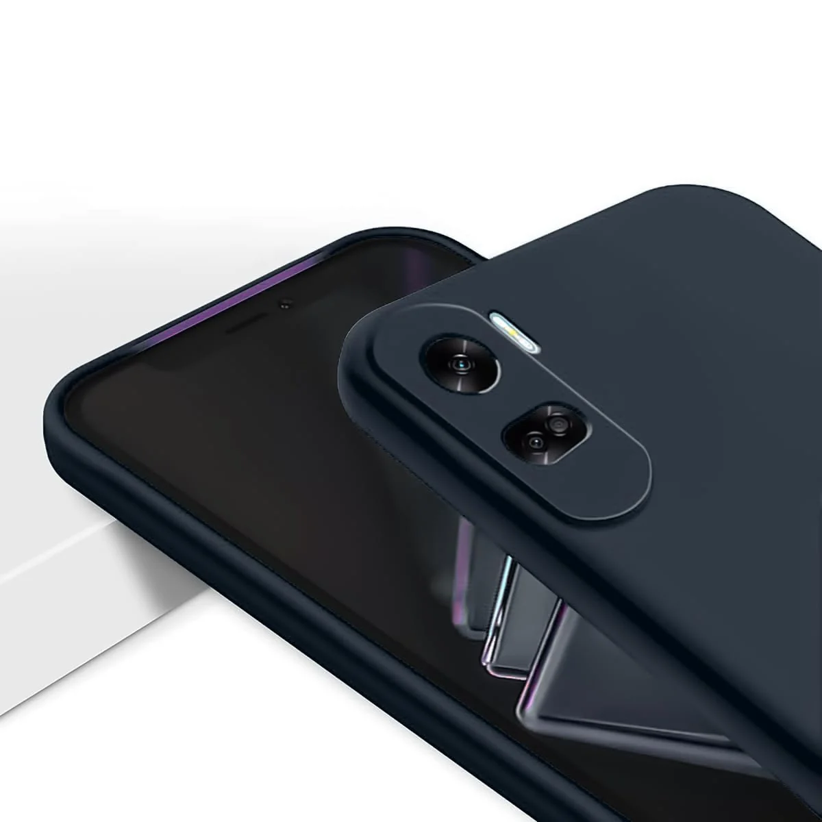 DL3 Mobilak Soft Silicone Protective Case for Honor 90 Lite with Microfiber Lining and Shockproof Design - Midnight Blue