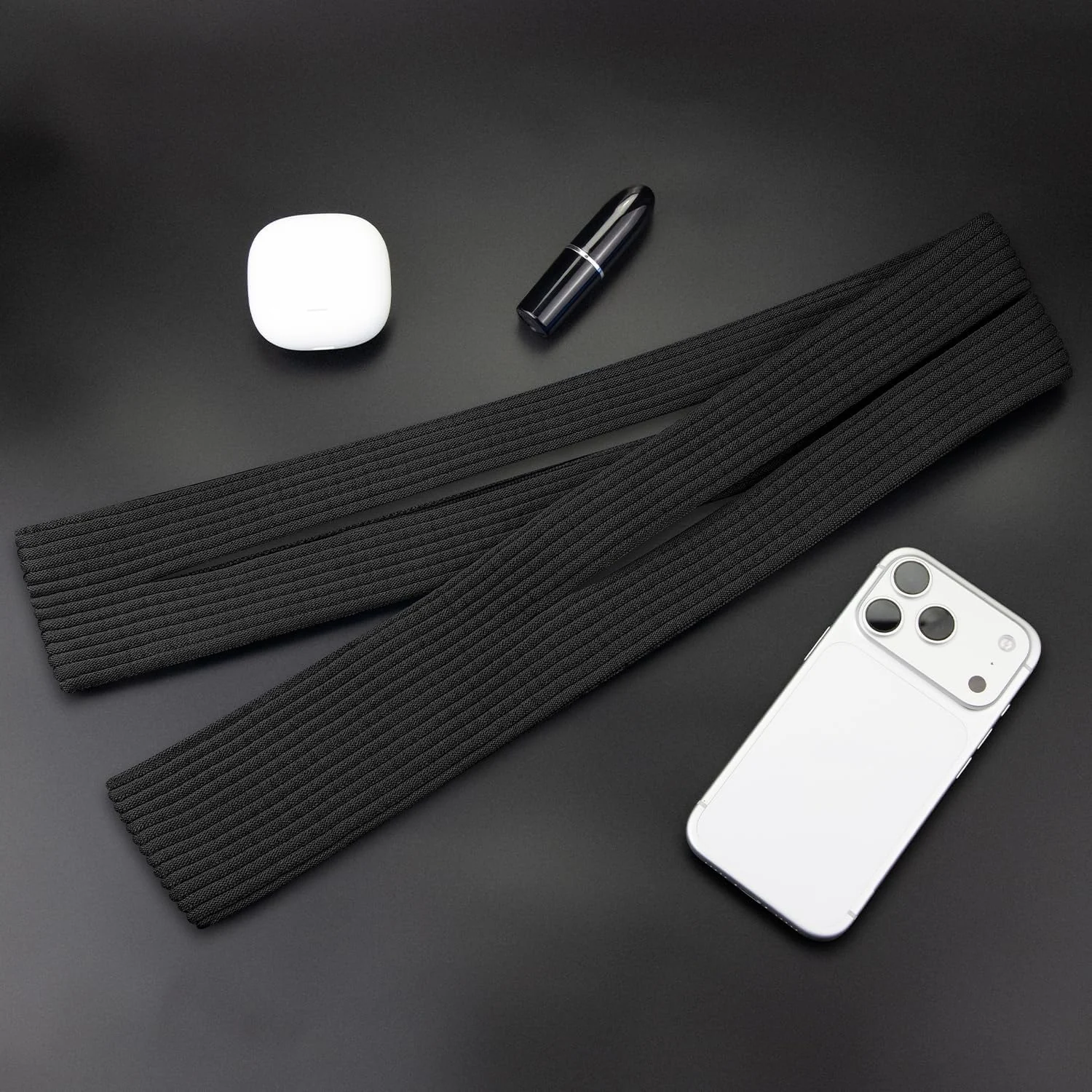DL3 Mobilak Phone Pocket Lanyard Crossbody Strap 80cm, Universal Stretch Knit Mobile Holder Pouch, Hands-Free Shoulder Phone Bag for iPhone & All Smartphones, Lightweight Minimalist Design - Black